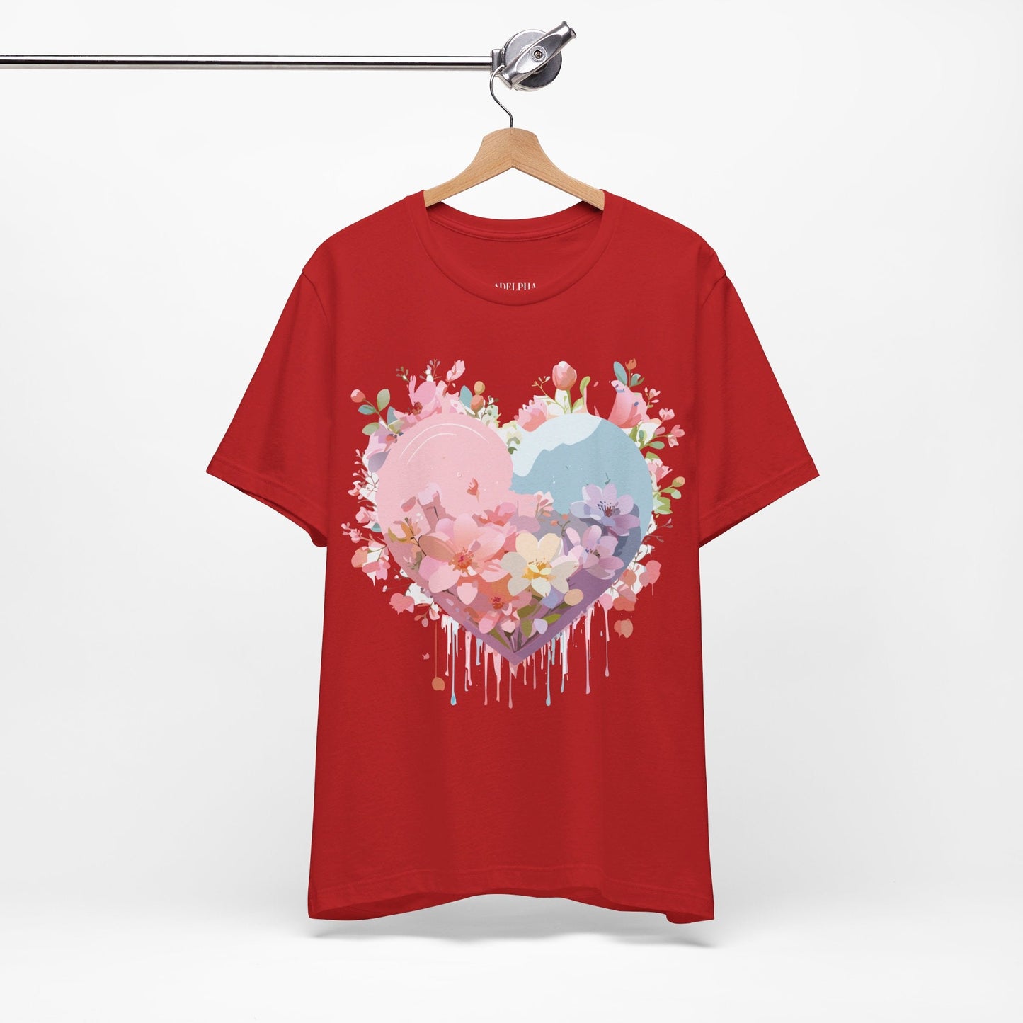 Valentine Day Graphic Unisex 100 Cotton Vintage Artwork with Love and Flower Design Tee 30