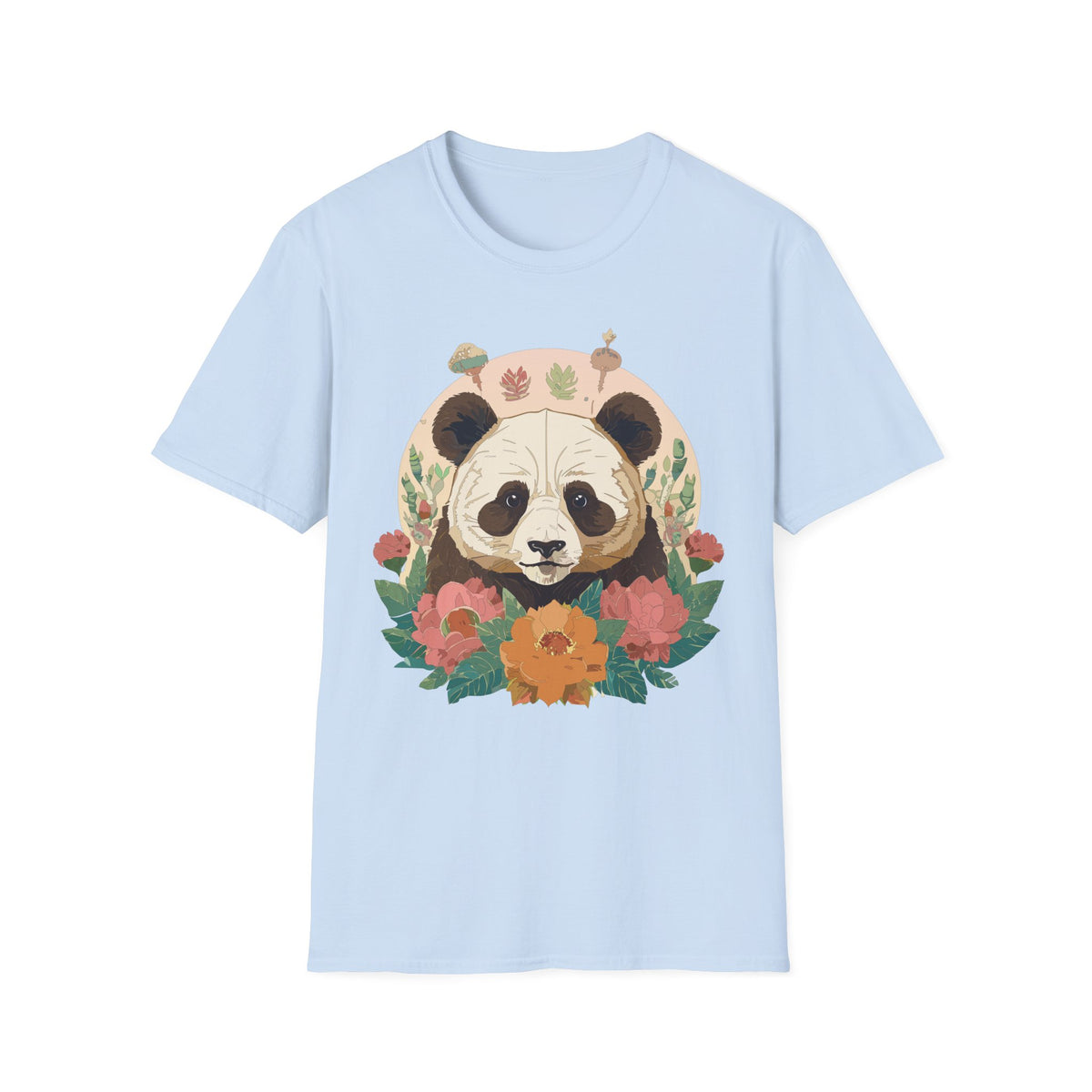 Floral Panda Illustration T-Shirt | Cute Botanical Bear Tee