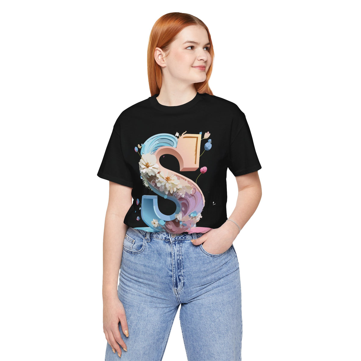 Letter S Graphic Unisex Cotton Bella+Canvas Tee with Art Letter Design