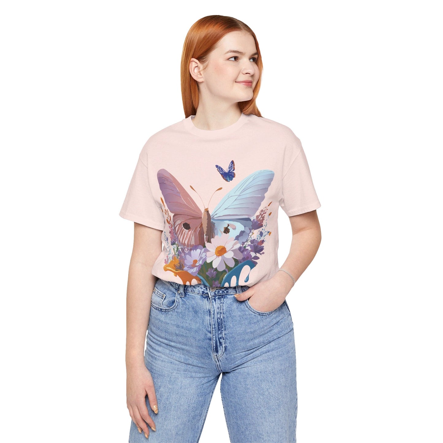 Butterfly Graphic Unisex 100 Cotton Lightweight Vintage Floral Design Jersey Tee 69