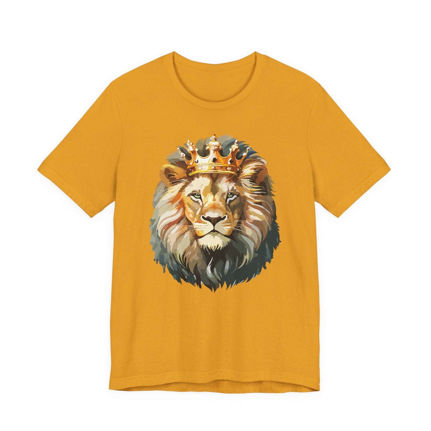 Lion with Crown Tee Unisex Cotton T-Shirt Regal King Lion Illustration, Wildlife Graphic Shirt - 1