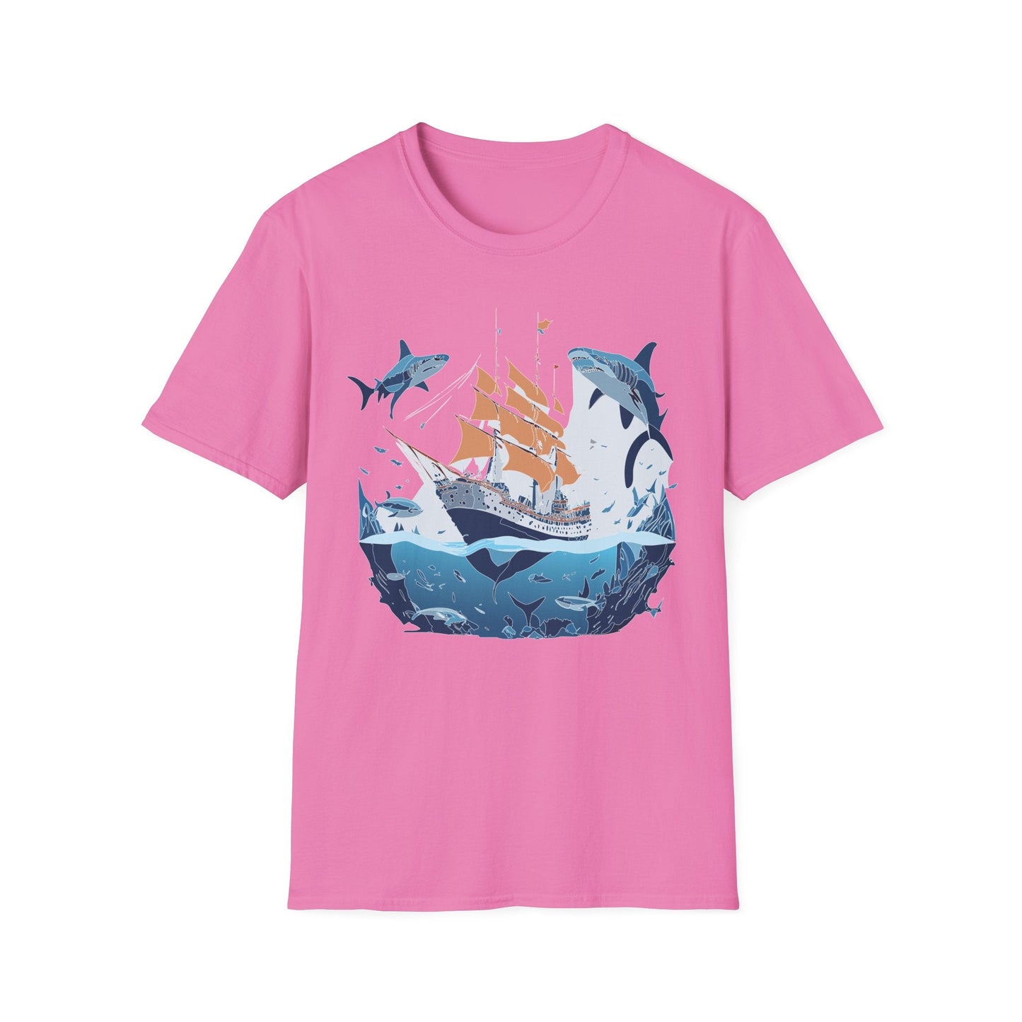 Ocean Tee Shirt Unisex Gildan Softstyle 64000 Ring Spun Cotton Art Print Graphic Ocean Design