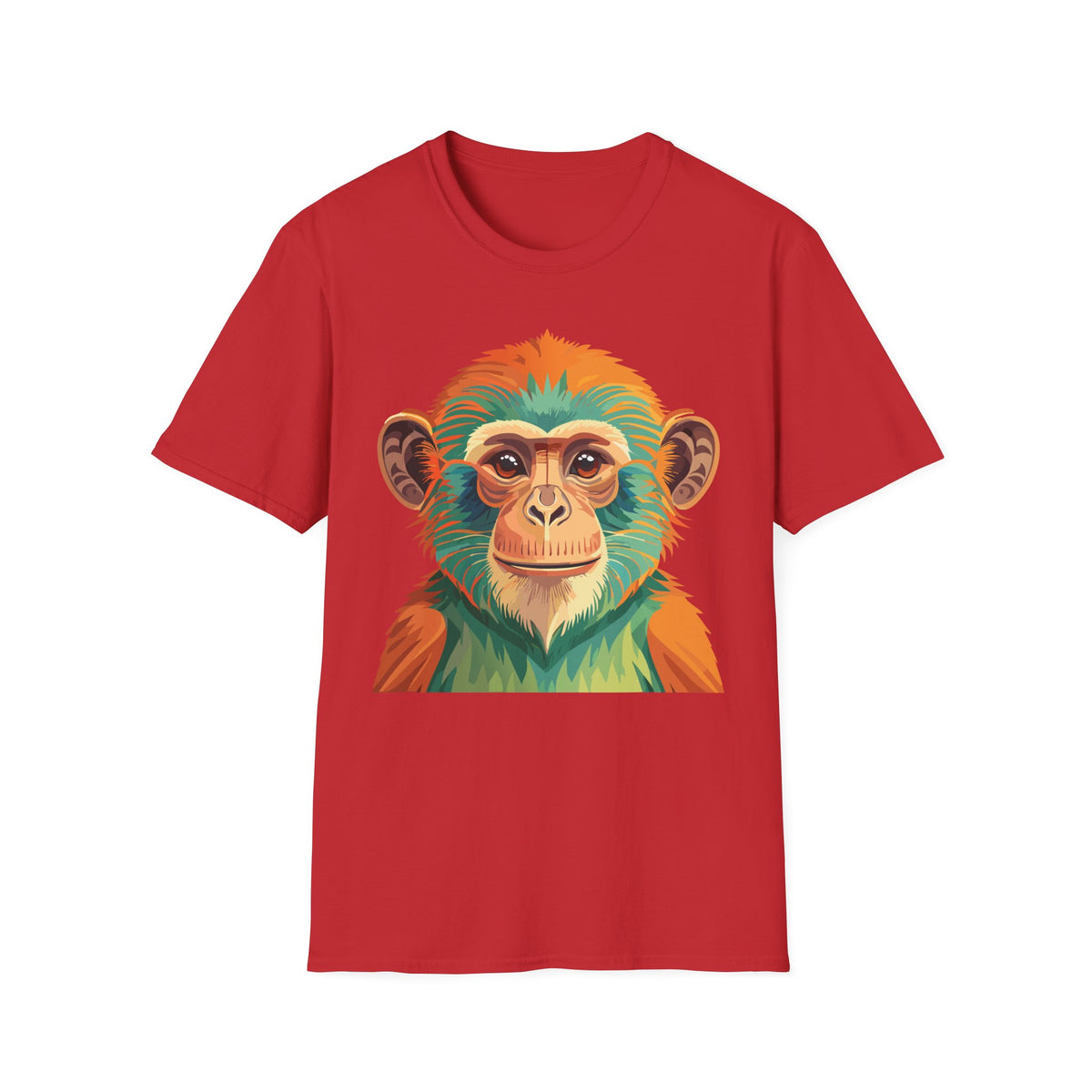 Colorful Monkey Face T-Shirt | Vibrant Primate Illustration Tee