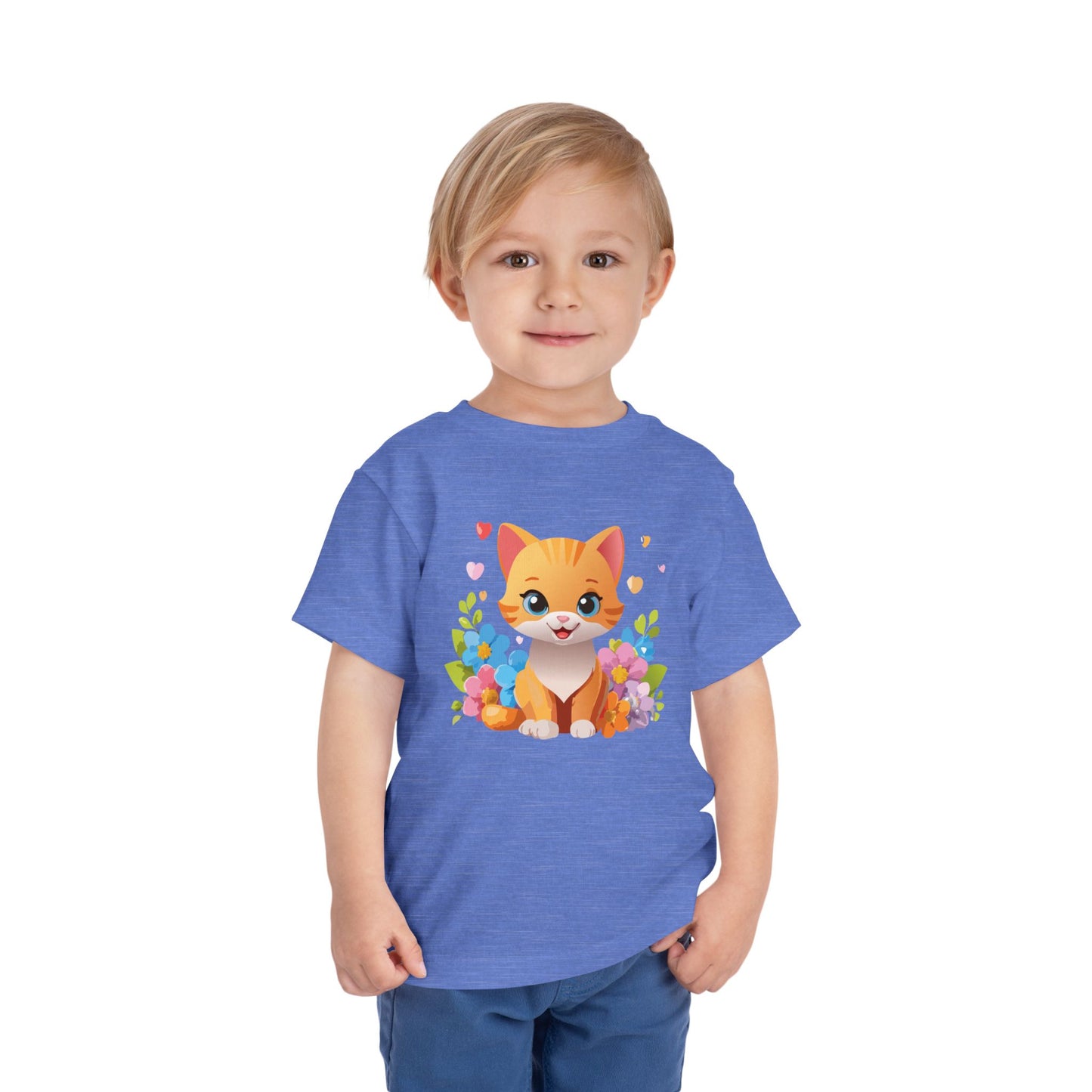 Bonita camiseta de manga corta para niños pequeños con gato: adorable camiseta con gráfico de gatito para niños (2 a 5 años)