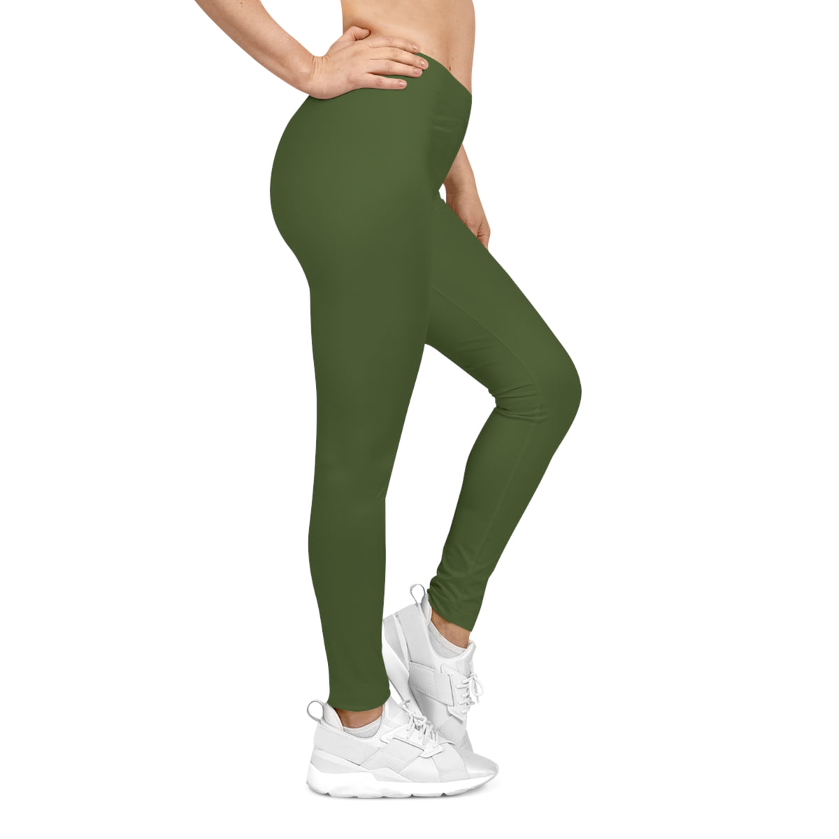 Olive Leaf Color Women's Poly-Span Casual Leggings XS-2XL