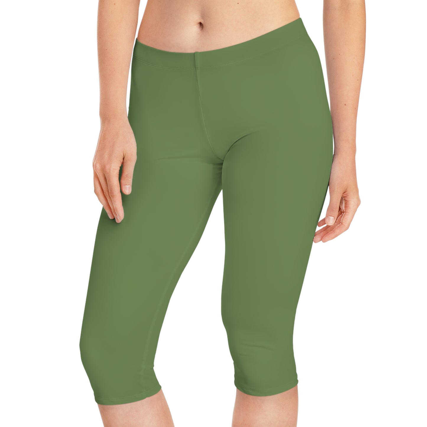 Green Color Capri Leggings, Green Capri Leggings 3