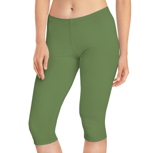Green Color Capri Leggings, Green Capri Leggings 3