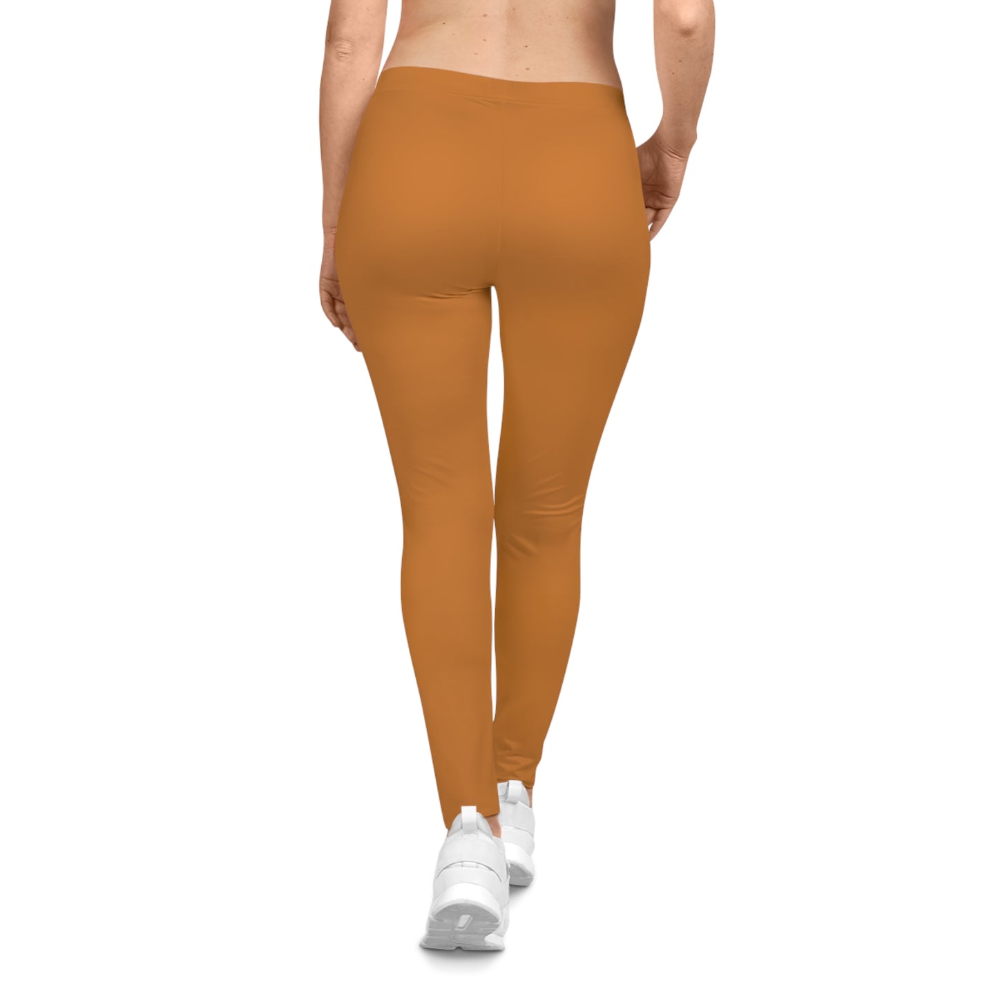 Ochre Orange Color Women's Poly-Span Casual Leggings XS-2XL