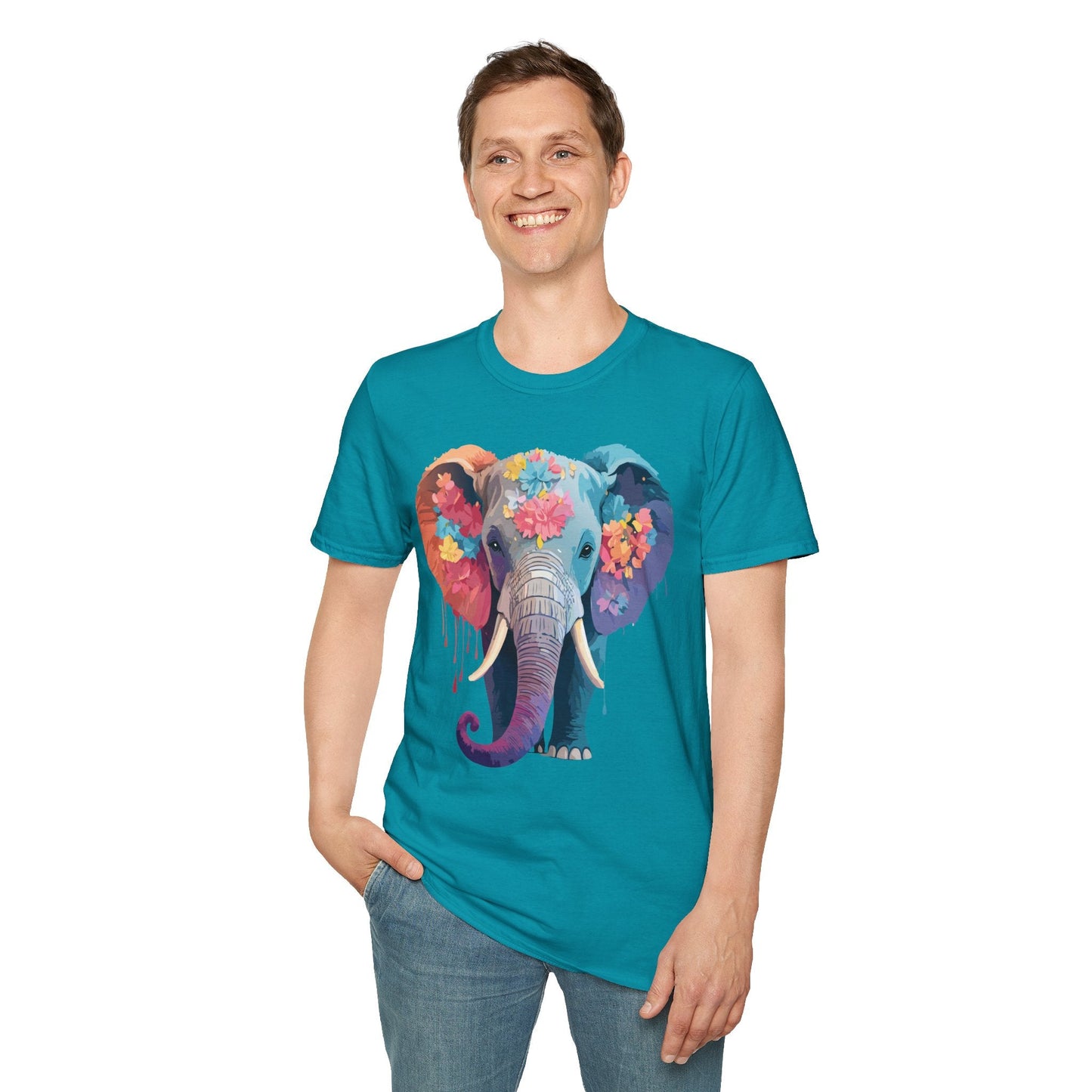 Unisex Elephant T Shirt Gildan SoftStyle 64000 100 Percent Ring Spun Cotton Tee Shirt