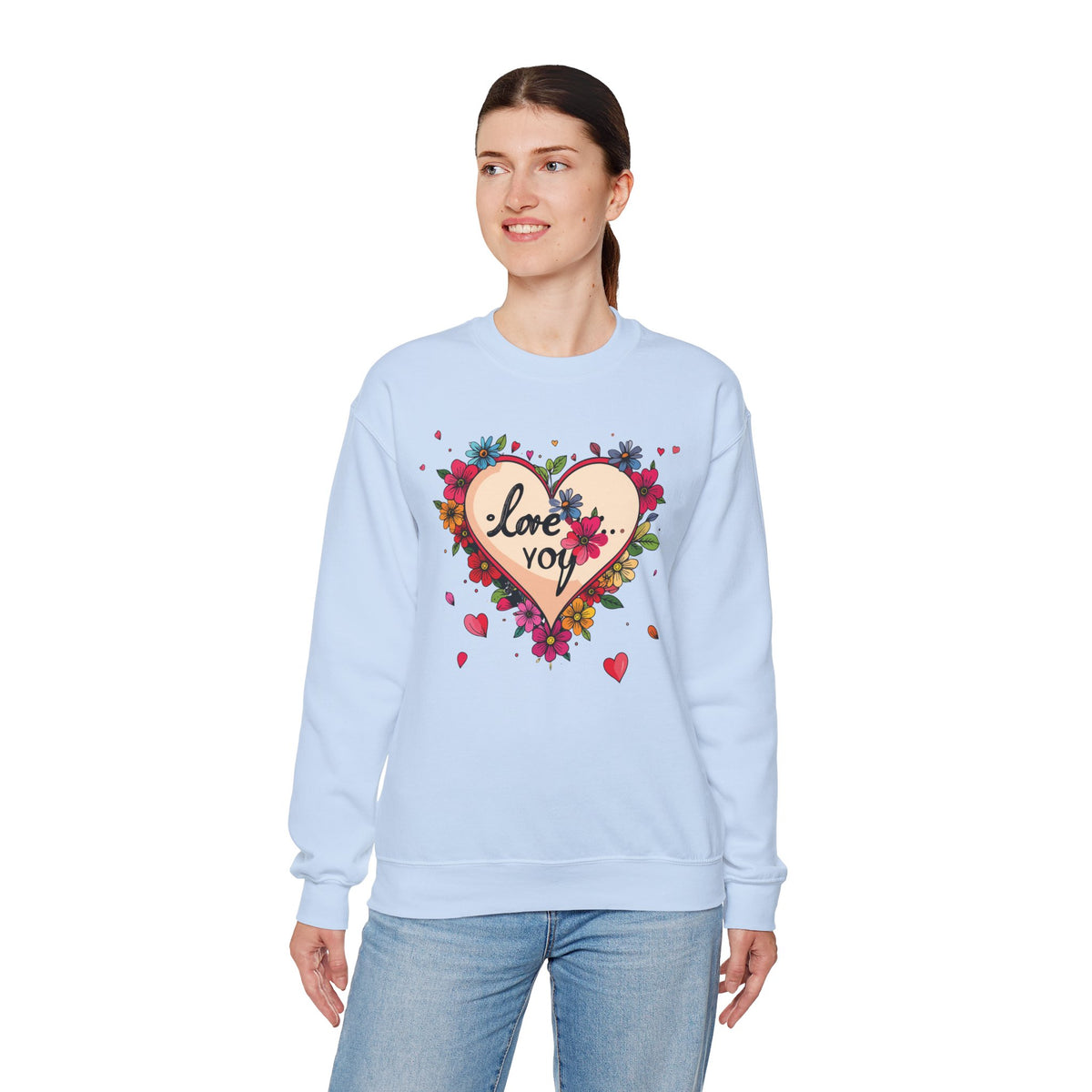 Big Heart Sweatshirt, Floral Heart Sweatshirt, Floral Love Sweatshirt, Valentine's Day Sweatshirt, Heart Floral Sweatshirt 109