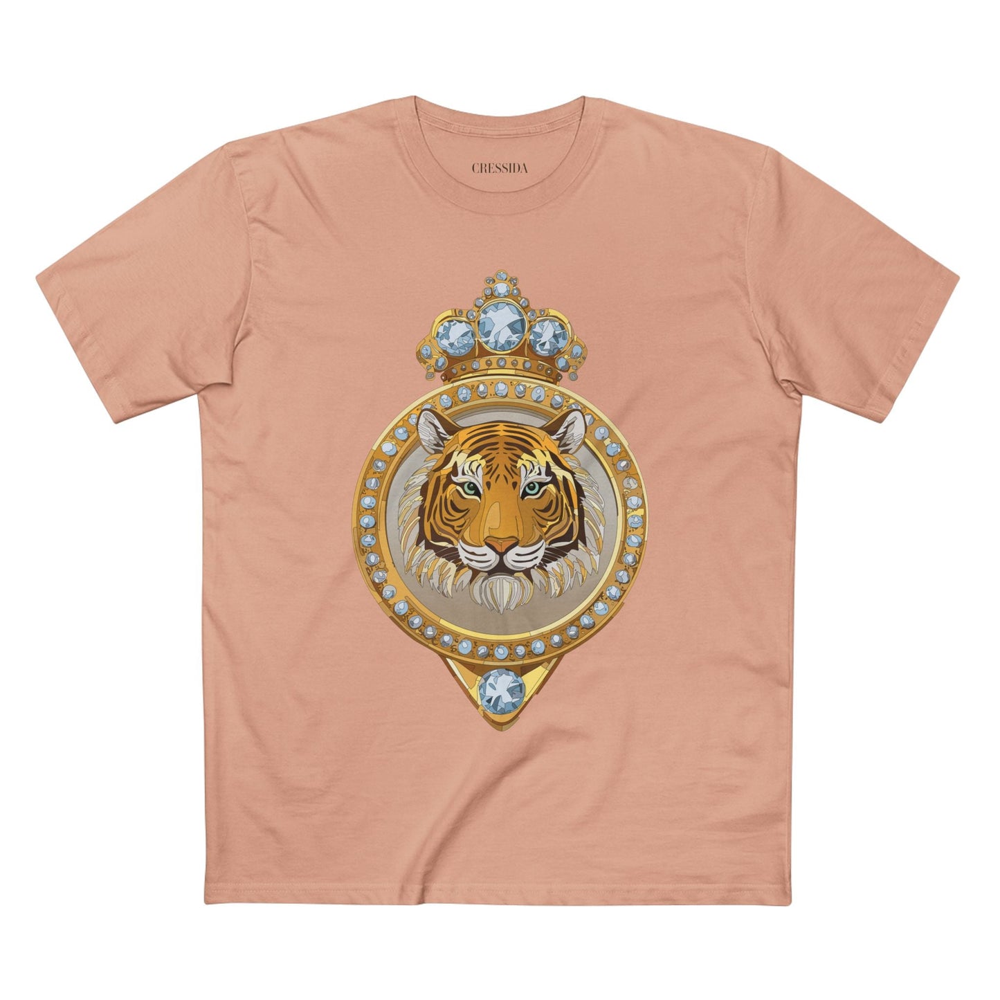 Tiger Graphic Unisex 100 Cotton Tee With Unique Animal Golden Medallion Art Design 2