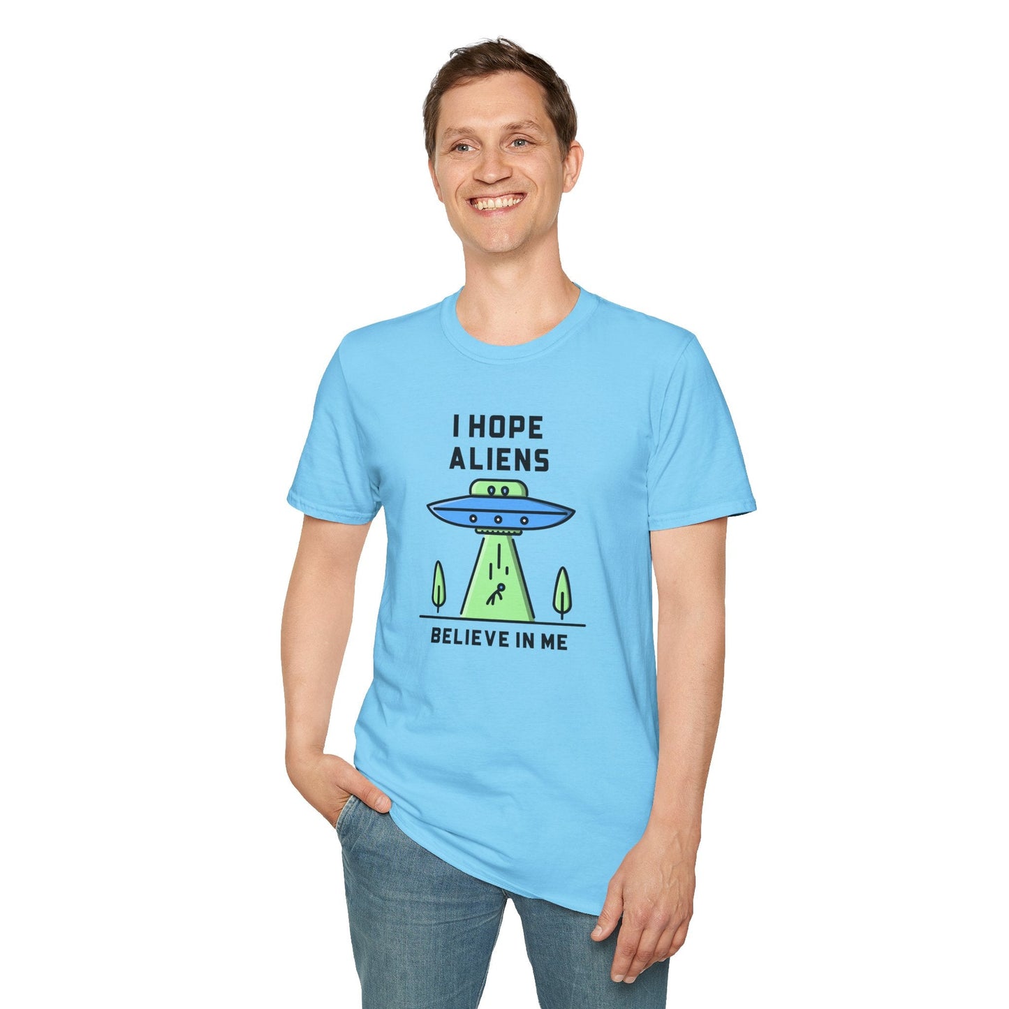 Alien UFO TShirt  I Hope Aliens Believe In Me Cute SciFi Graphic Tee