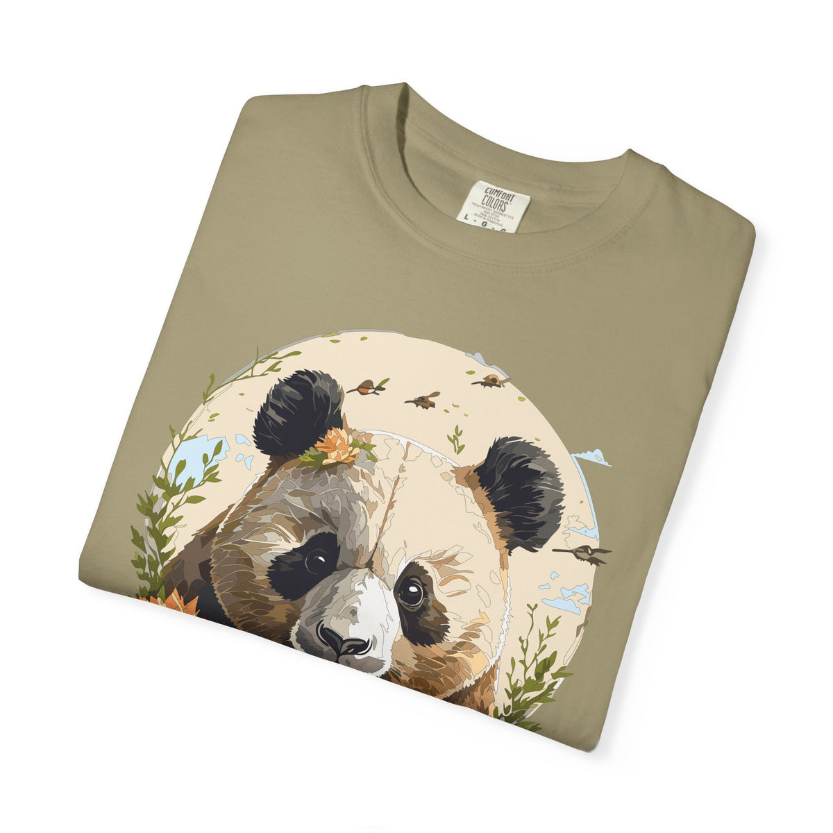 Panda Portrait T-Shirt Unisex Cotton Floral Meadow Circle Animal Art Tee p9