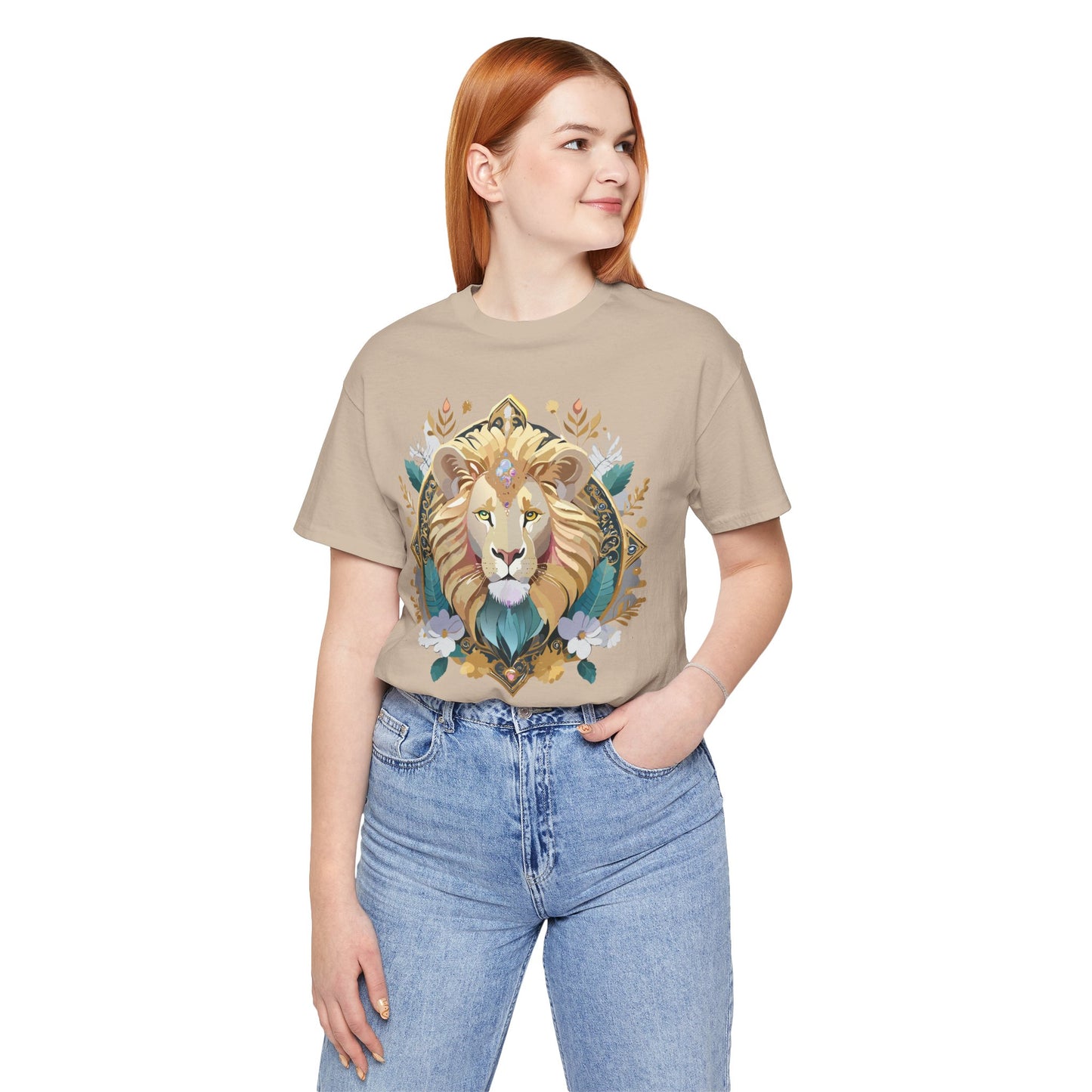 Unisex Lion Graphic Tee, Animal Shirt, Tee Shirt with Lion, Medallion T-Shirt, Animal Medallion Tees 2