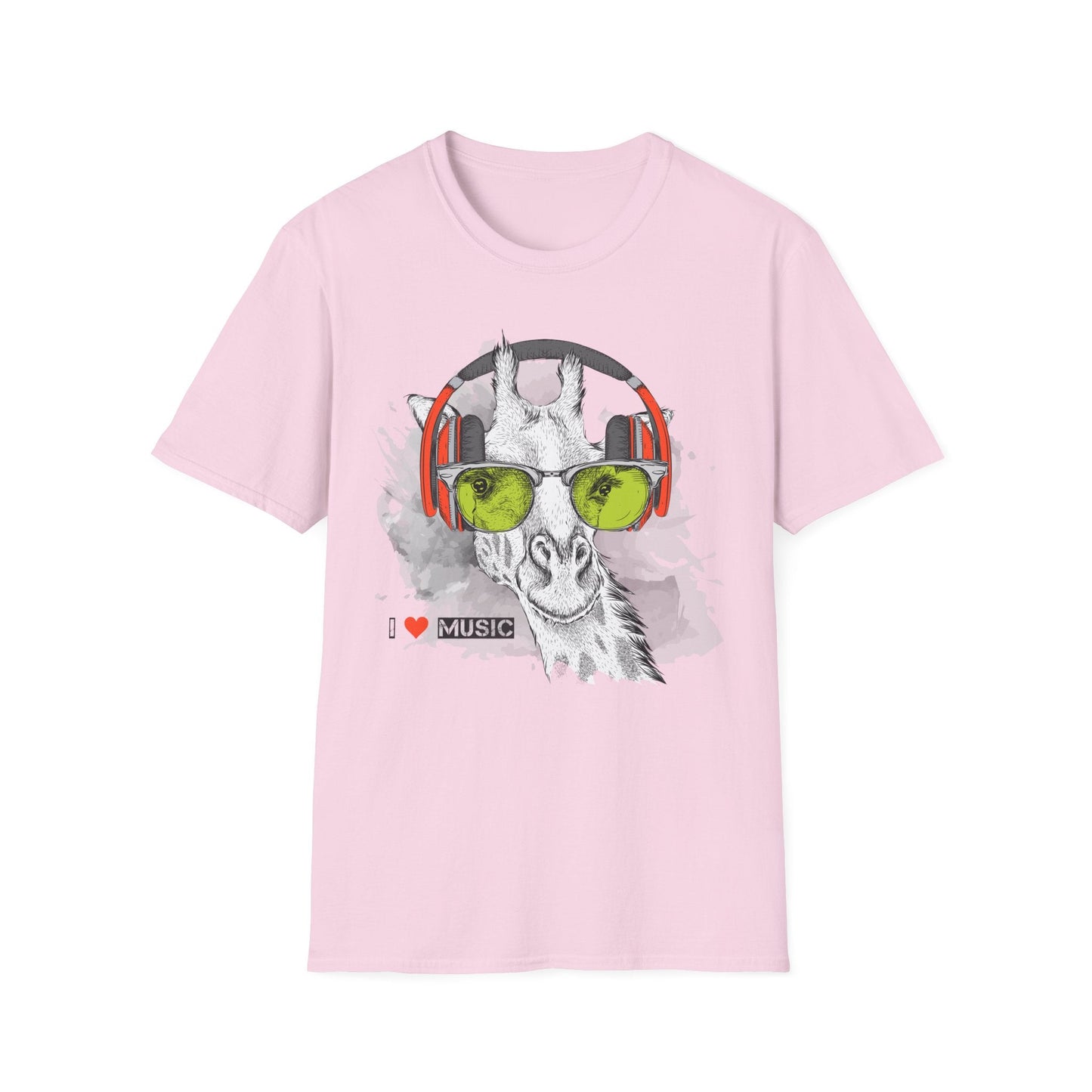 I Love Music Animals Shirt With Headphones Unisex Gildan Softstyle 100 Percent Ring Spun Cotton Tee