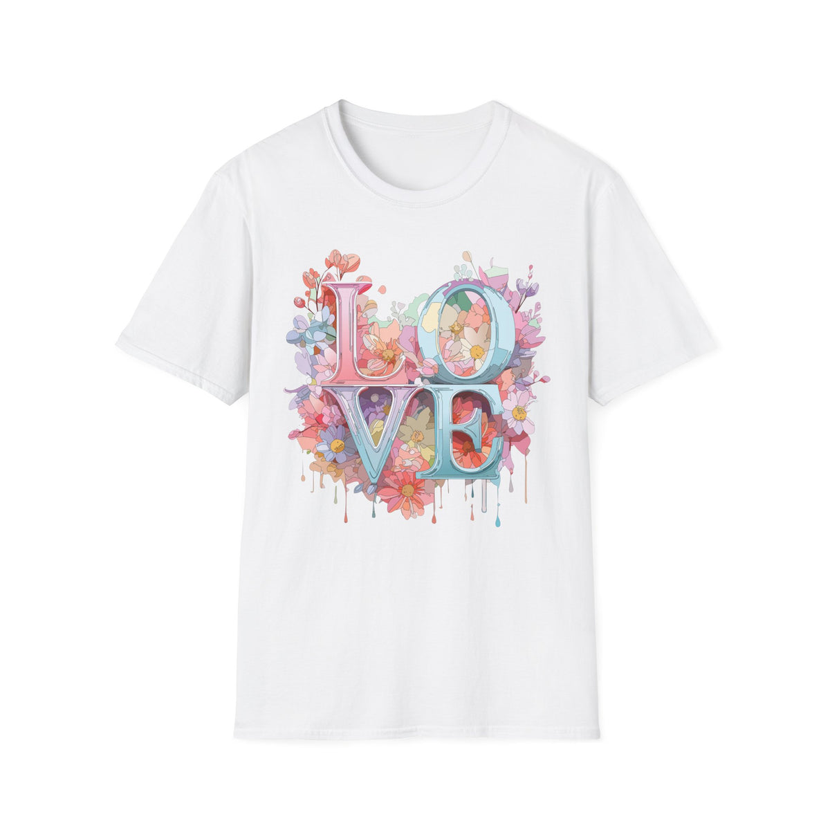 Floral LOVE Typography T-Shirt | Flower Letters Tee