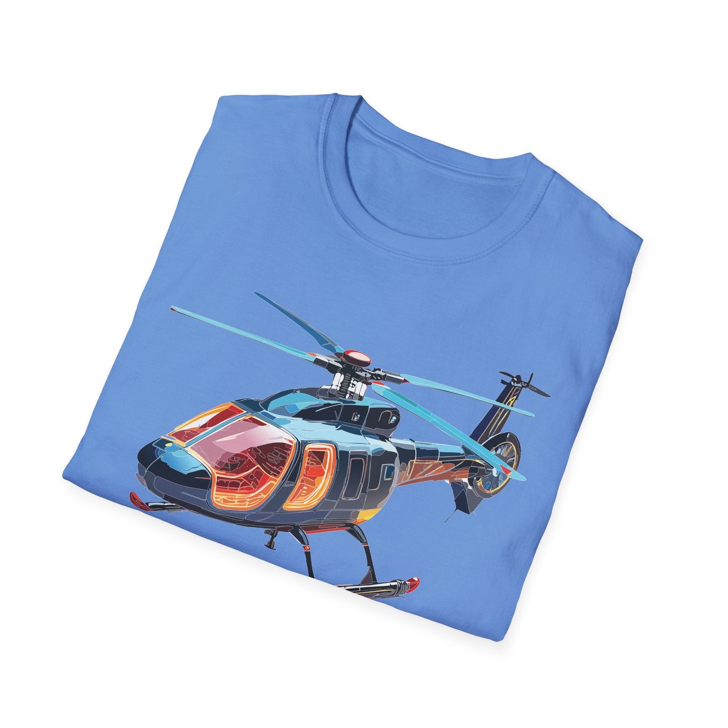 Unisex Helicopter Chopper Shirt Graphic Tee Softstyle 64000 100 Percent Ring Spun Cotton