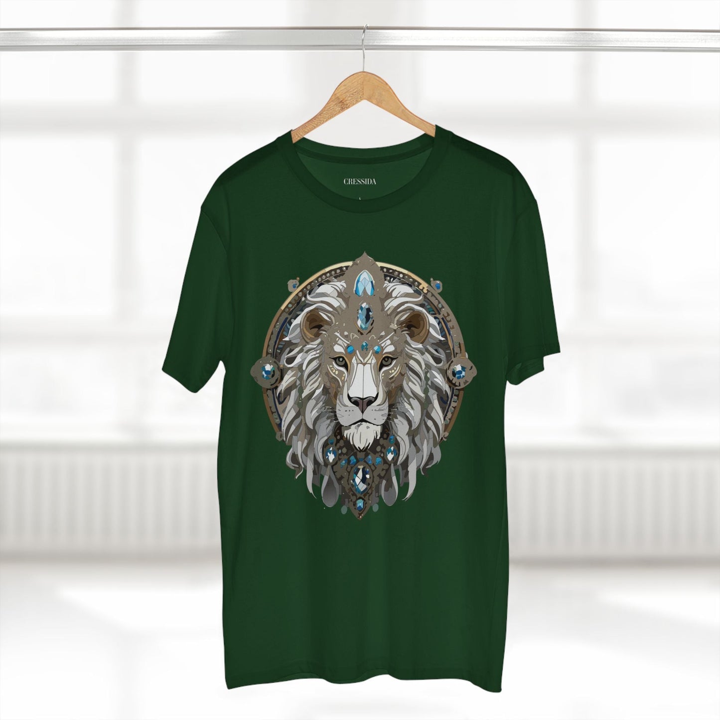 Lion Graphic Unisex 100 Cotton Tee With Unique Animal Golden Medallion Art Design 56