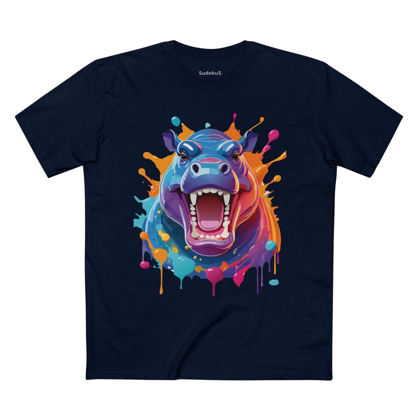 Hippo Graphic Unisex 100 Cotton Staple Tee with Animal Design Artwork 4