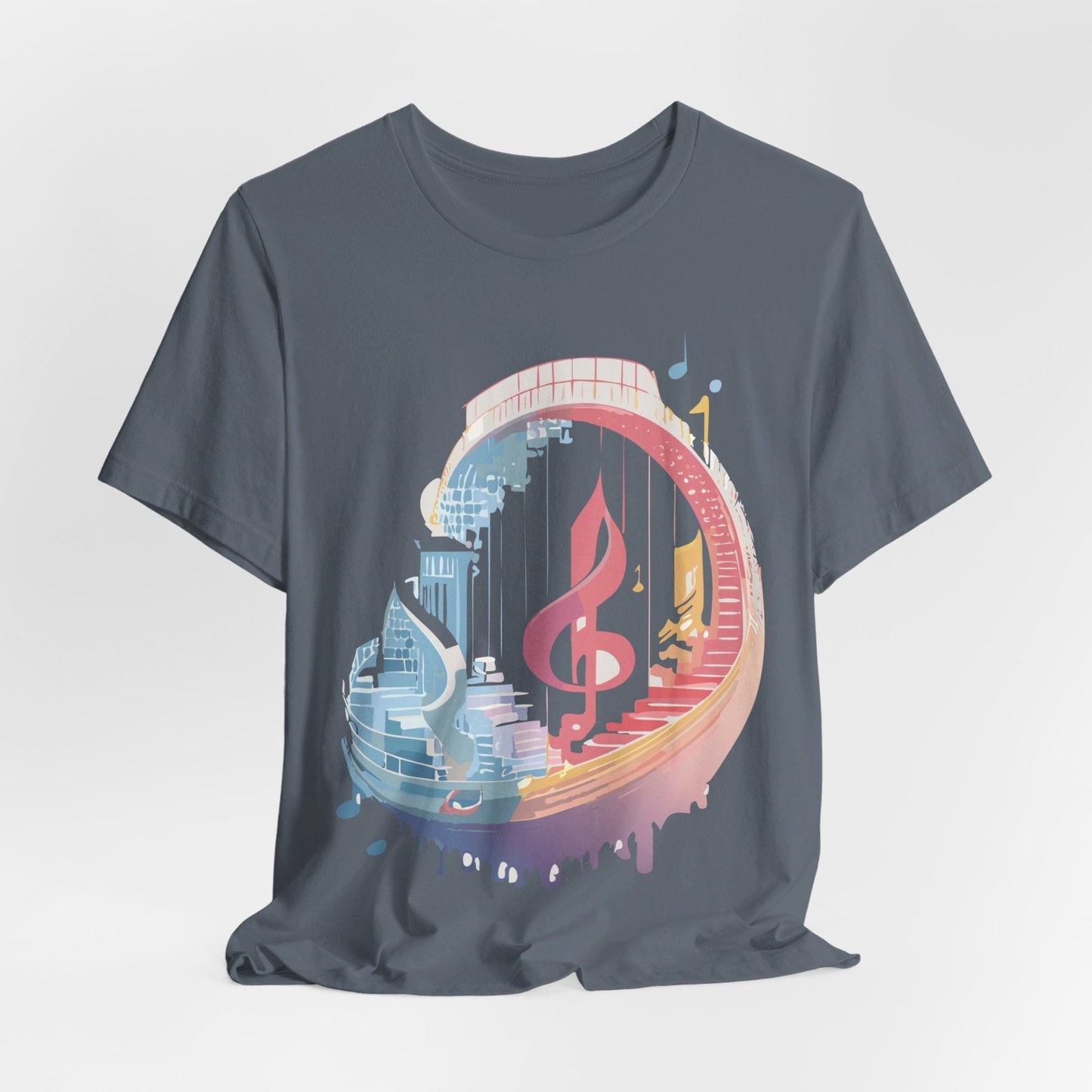 Music Graphic Unisex 100 Cotton Vintage Art with Musical Elements Tee 33