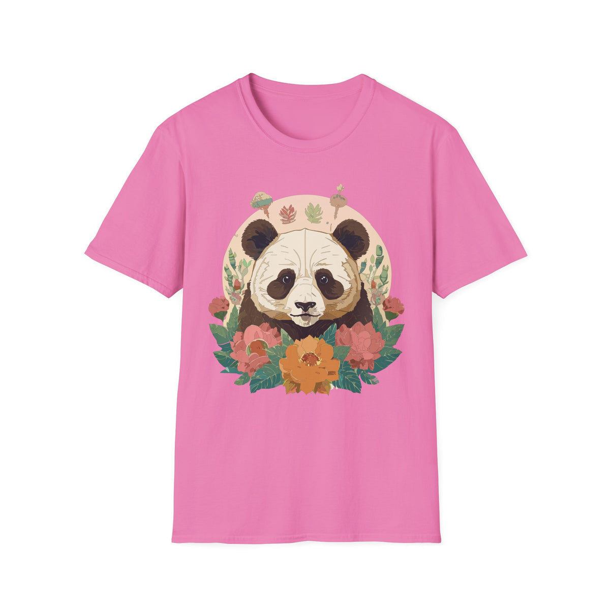 Floral Panda Illustration T-Shirt | Cute Botanical Bear Tee