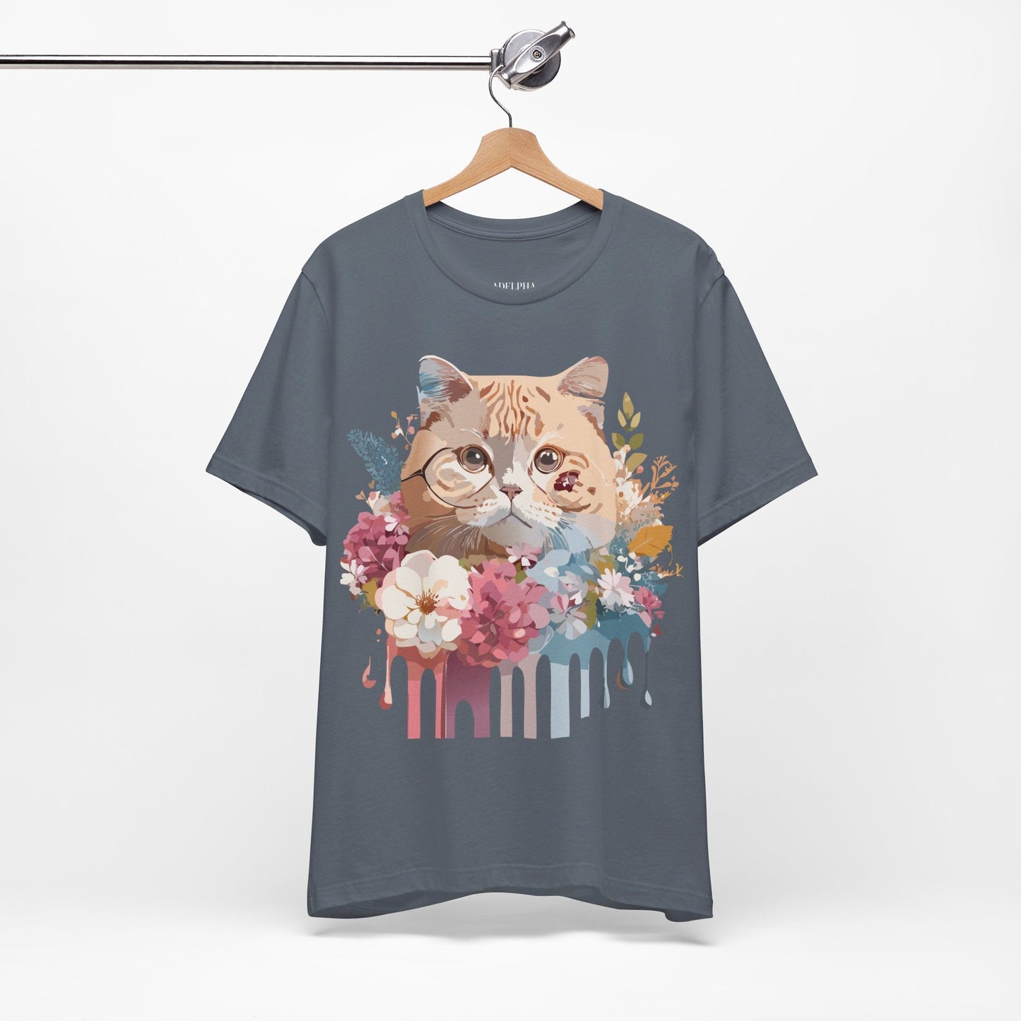 Cat Graphic Tee Unisex Short Sleeve Vintage Inspired Art Design Adelpha