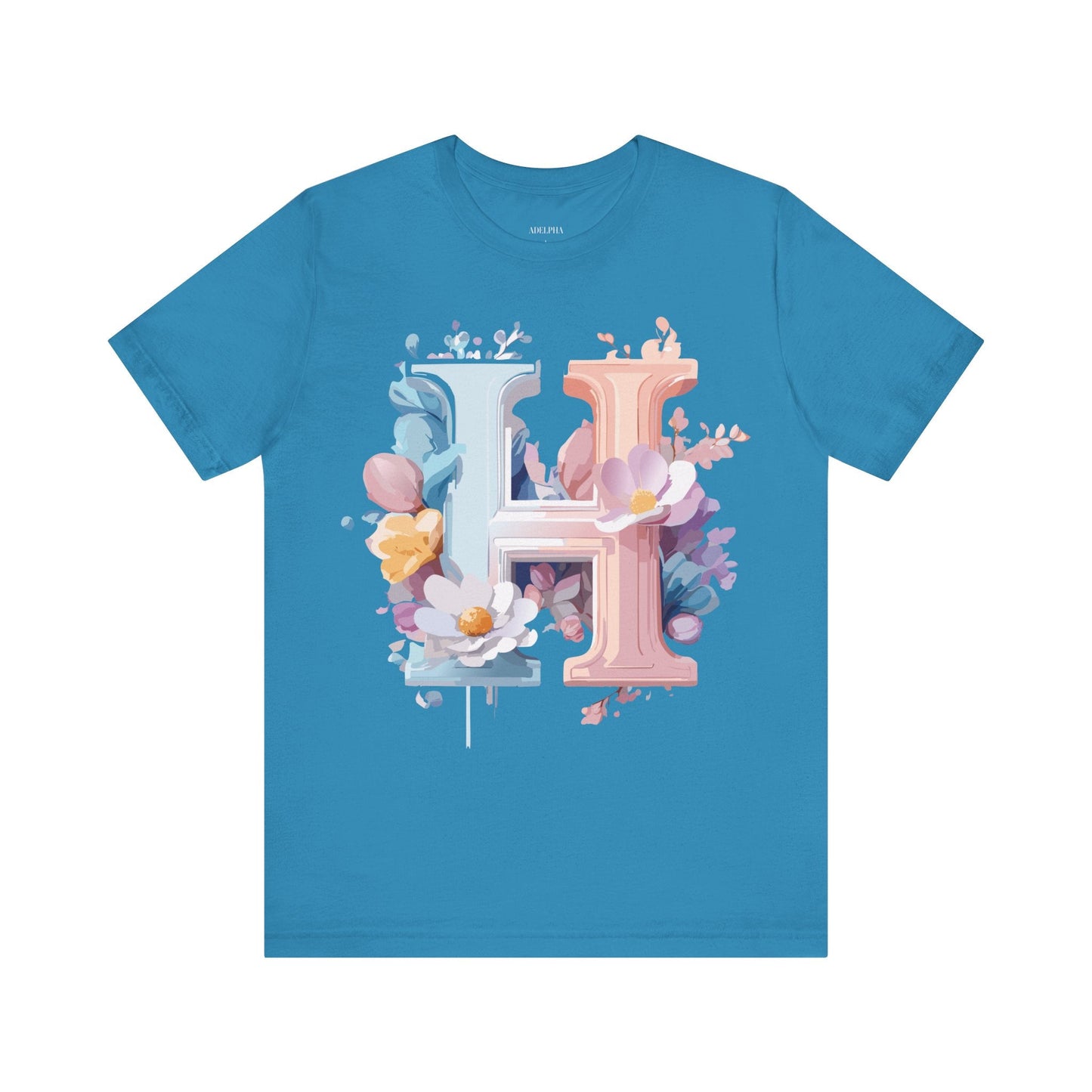 Letter H Shirt Graphic Tee Unisex Short Sleeve Premium Vintage Inspired Artwork Adelpha