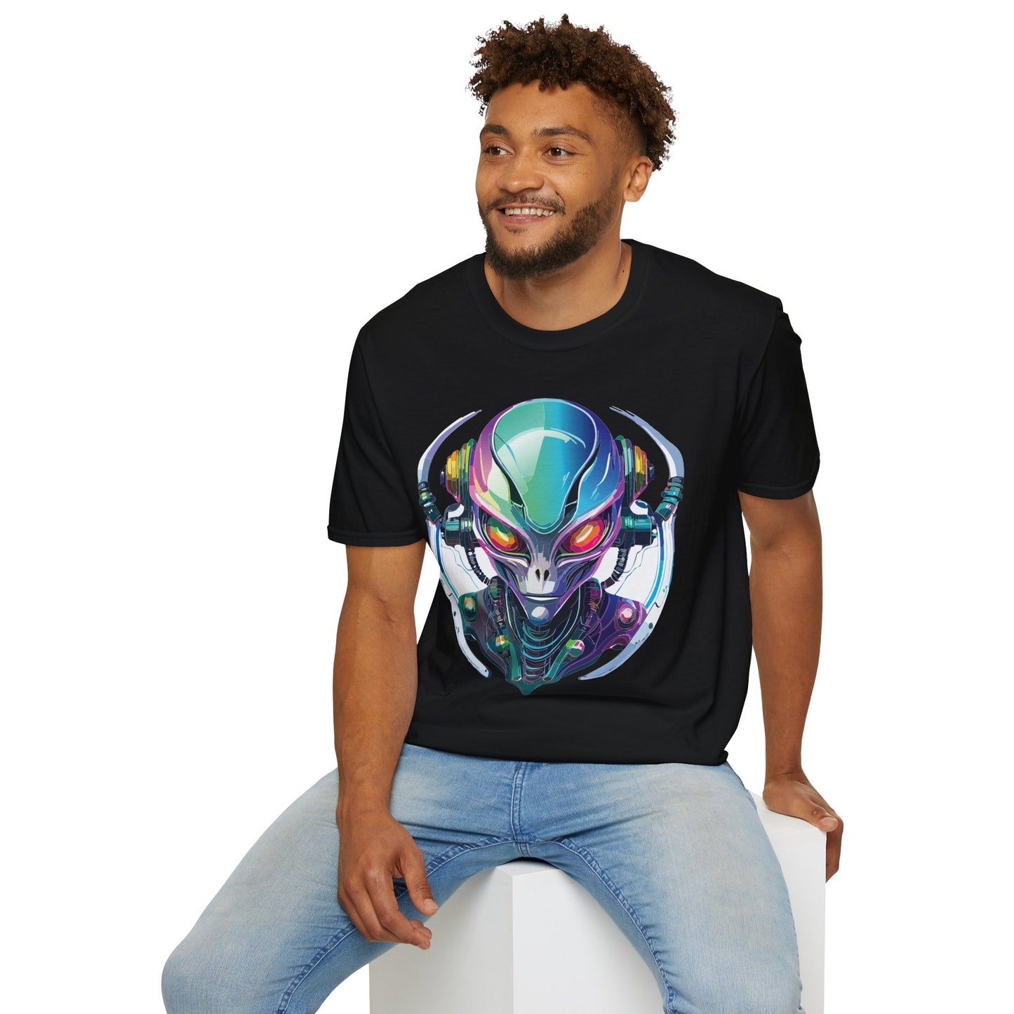 Alien Graphic Unisex Cotton Softstyle UFO Artwork Tee 3