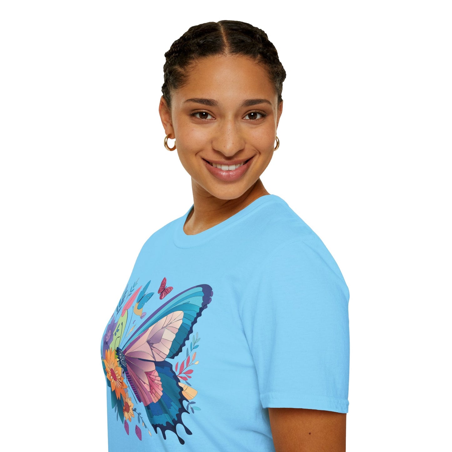 Gildan Butterfly T Shirt Unisex Softstyle 64000 Monarch Print Lightweight Breathable Cotton Tee