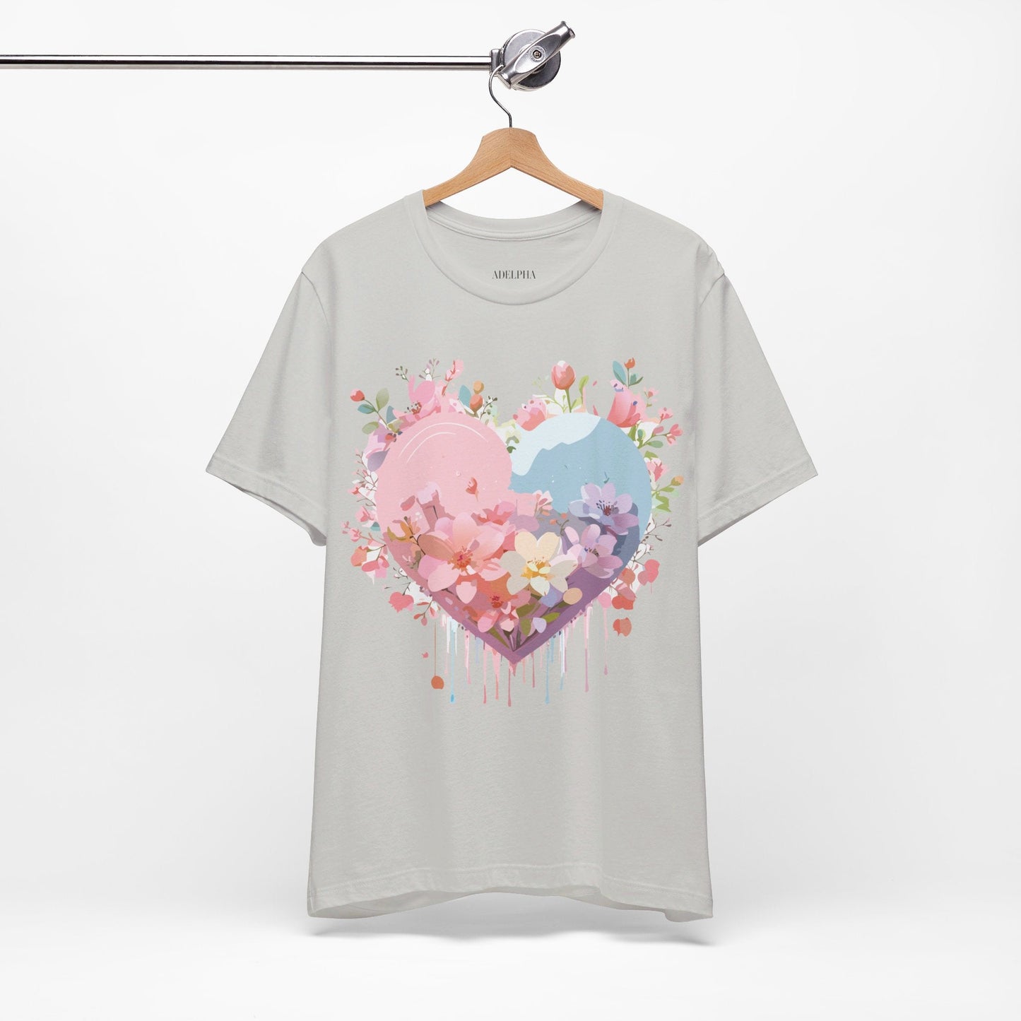 Valentine Day Graphic Unisex 100 Cotton Vintage Artwork with Love and Flower Design Tee 31