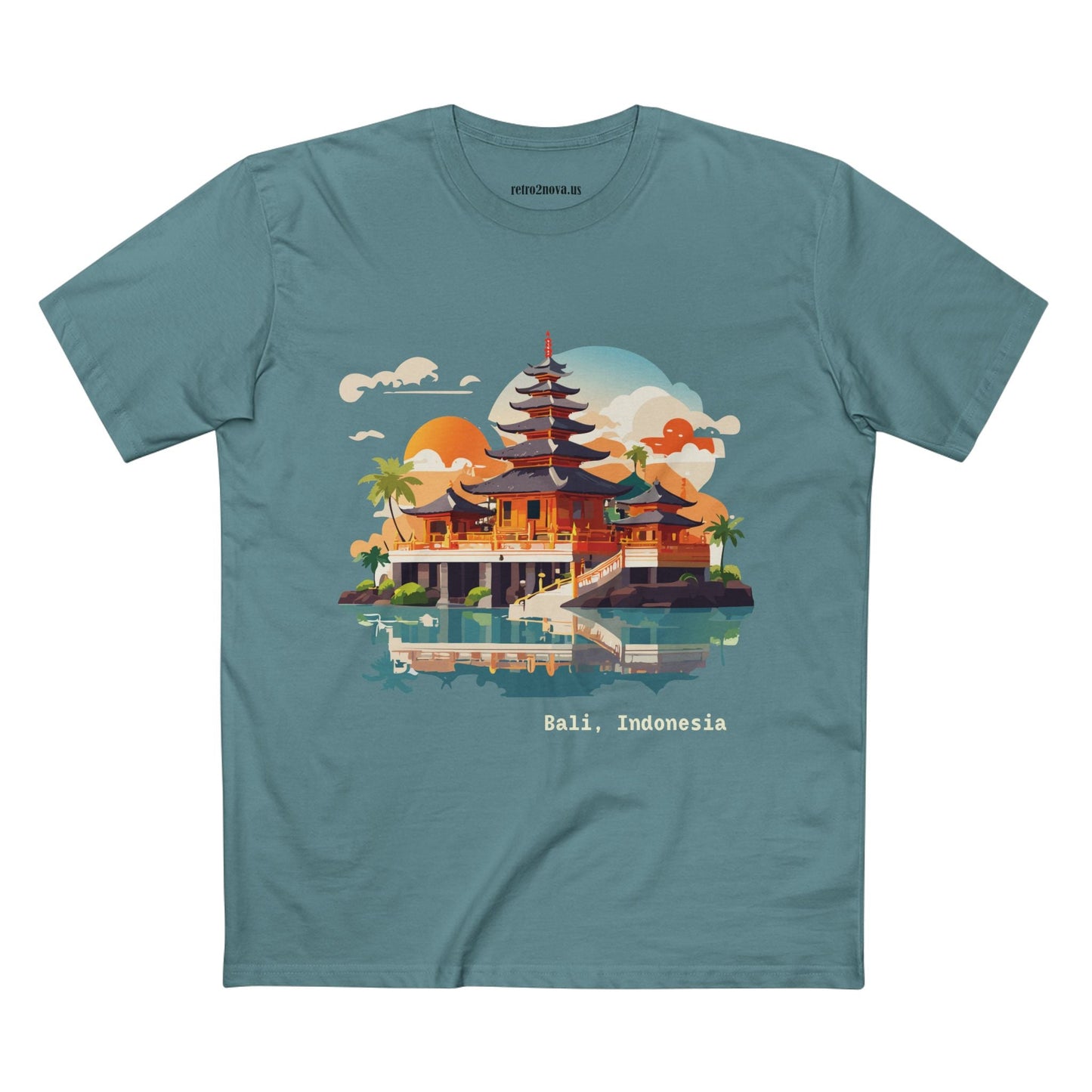 Unisex Bali Travel Shirt With Original Art Design Premium Cotton Tee From Retro2Nova Collection
