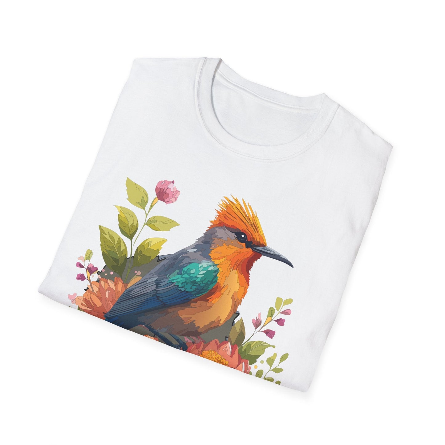 Floral Bird T Shirt For Unisex Wear Gildan Softstyle 64000 100 Percent Cotton Tee