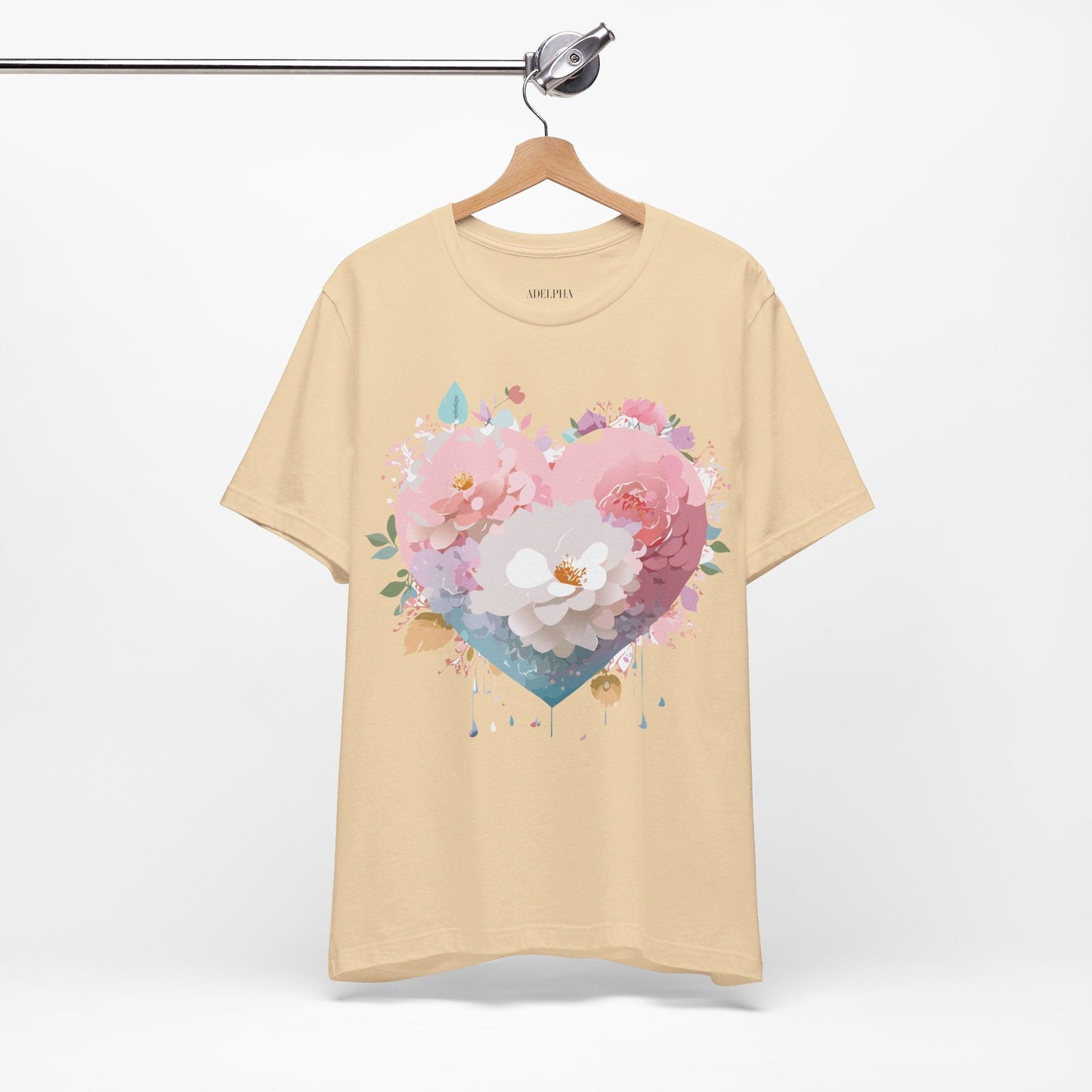 Valentine Day Graphic Unisex 100 Cotton Vintage Artwork with Love and Flower Design Tee 35