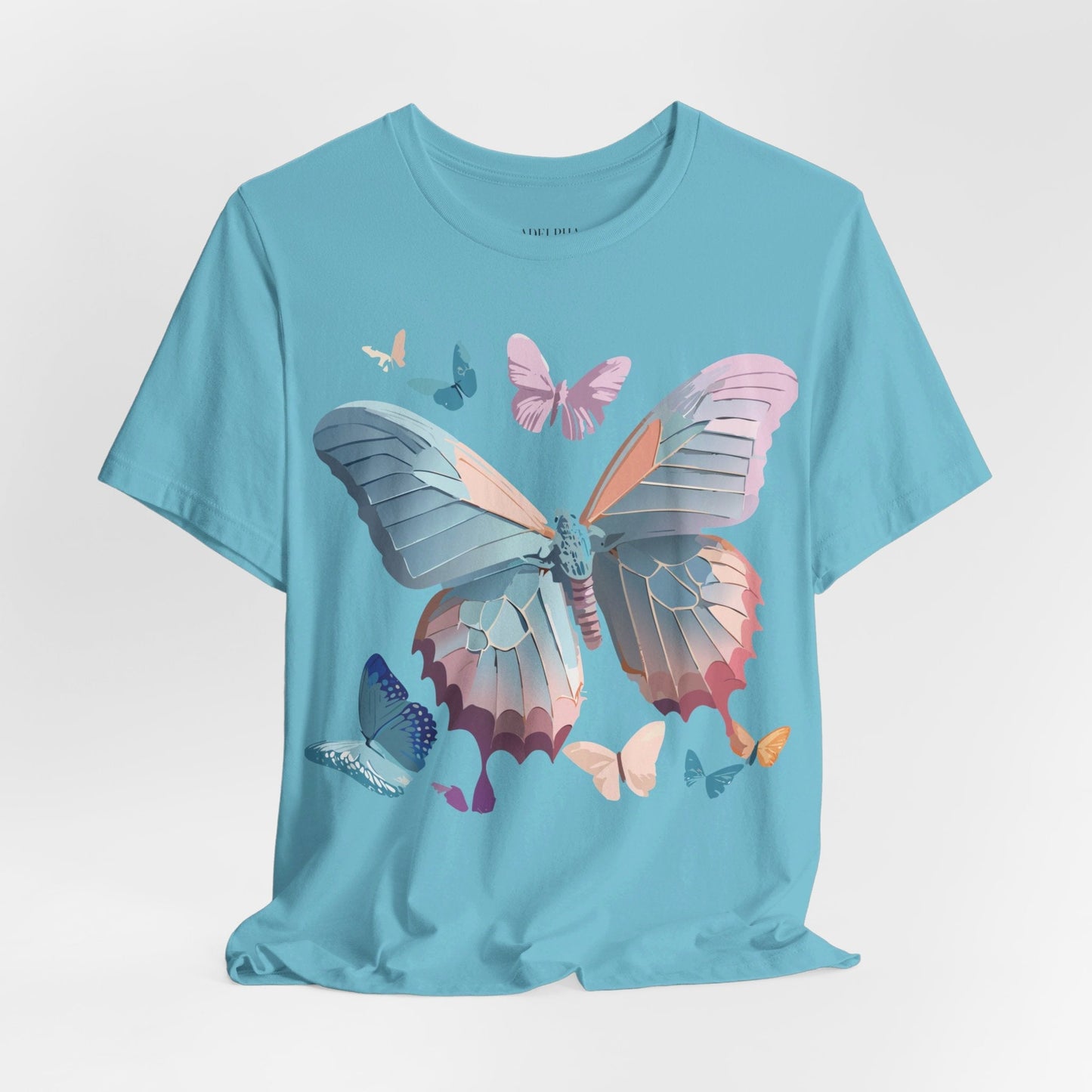 Butterfly Graphic Short Sleeve Tee Unisex Vintage Art Shirt By Adelpha