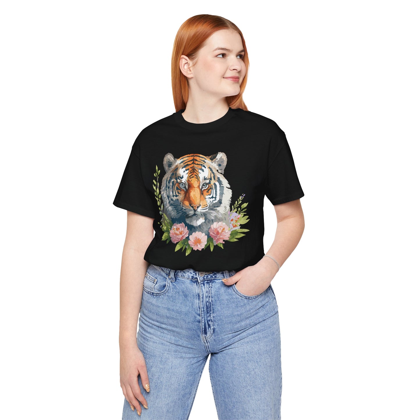 Floral Tiger Shirt, Animal Shirt, Tiger Tee, Unisex Tee, Floral T-shirt, T-Shirt with Animal