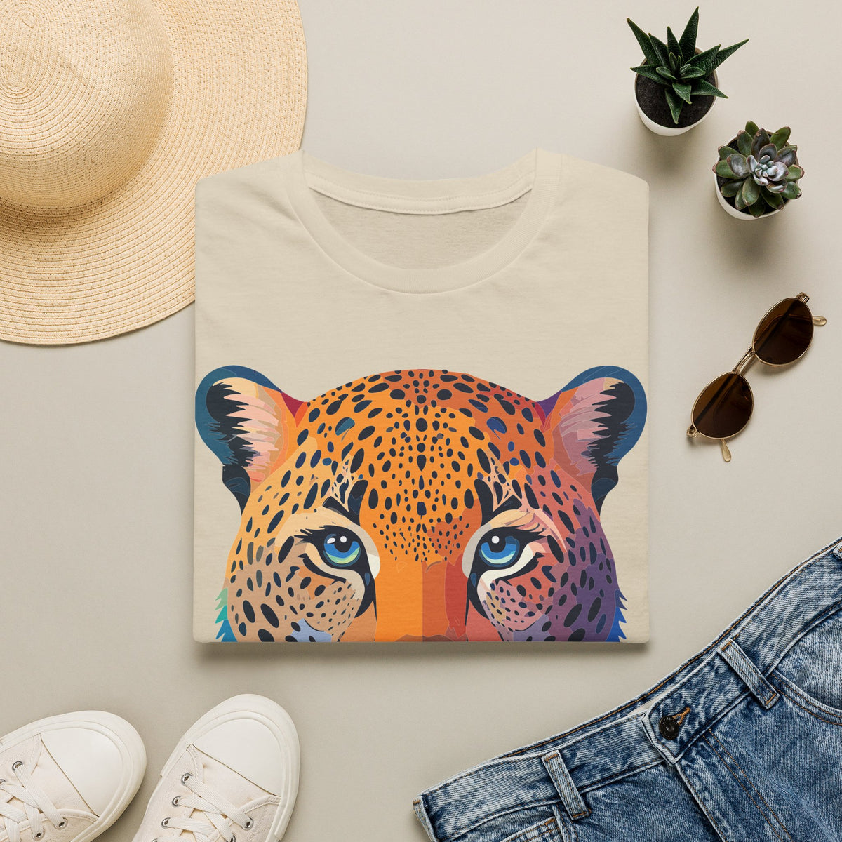 Colorful Leopard Face T-Shirt | Vibrant Wildlife Animal Tee