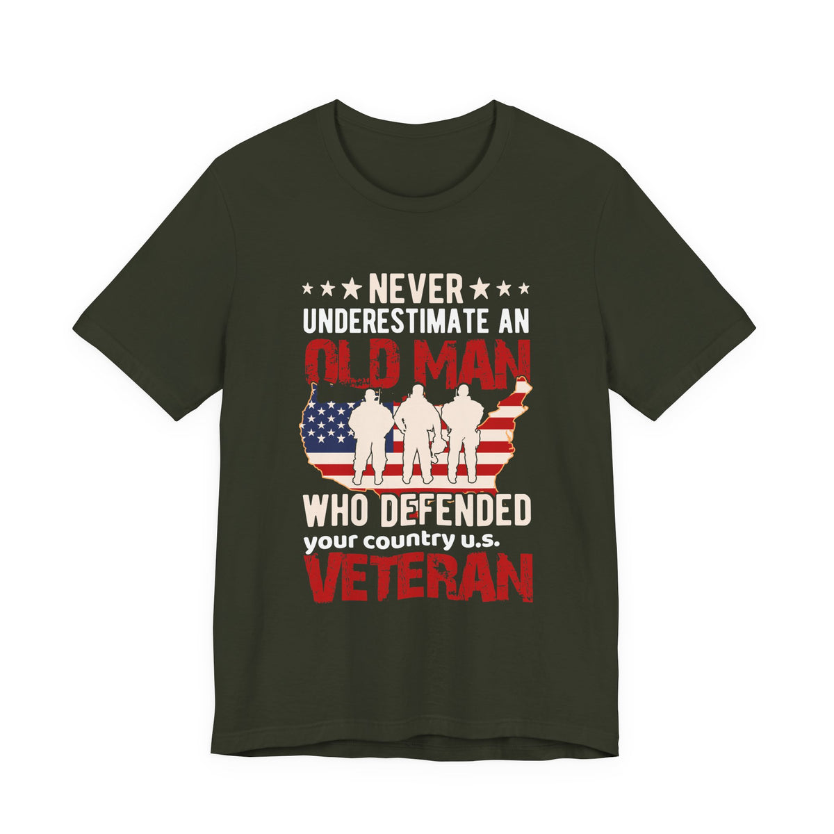 Old Man Who Defended Your Country U.S. Veteran T-Shirt American Flag Veteran Unisex Cotton Tee v7