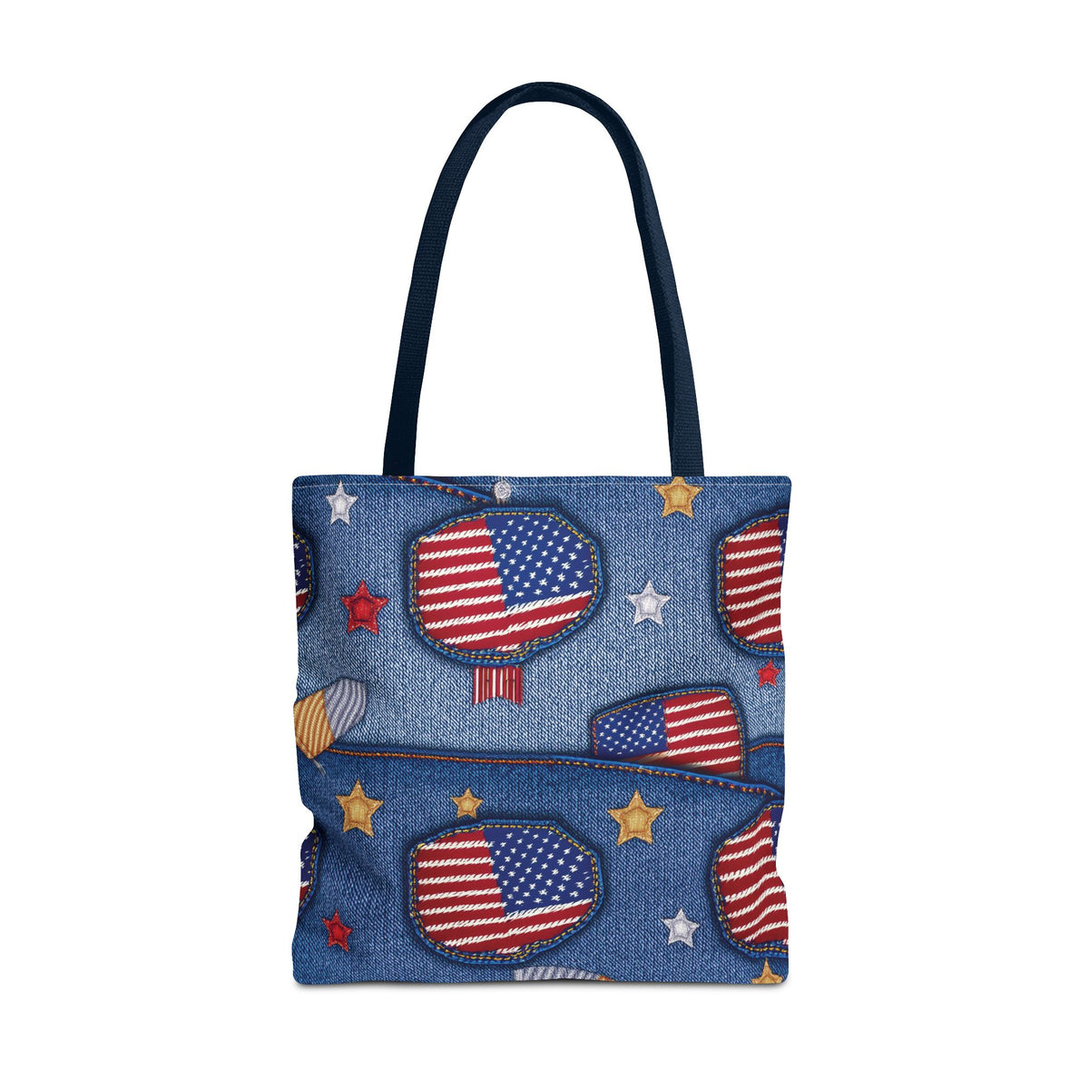 4th of July Graphic Denim Fabric Imitation Print Unisex Canvas Bag Poly Spun 3 Sizes Tote Bag 200-12