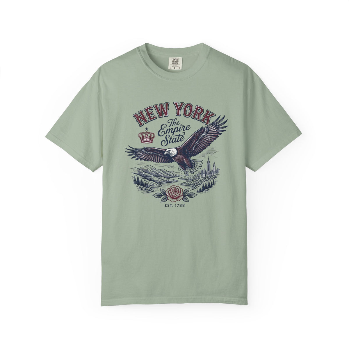 New York Empire State Eagle Vintage Travel Tourist Graphic Gift Tee Unisex 100 Cotton Comfort Colors T-Shirt