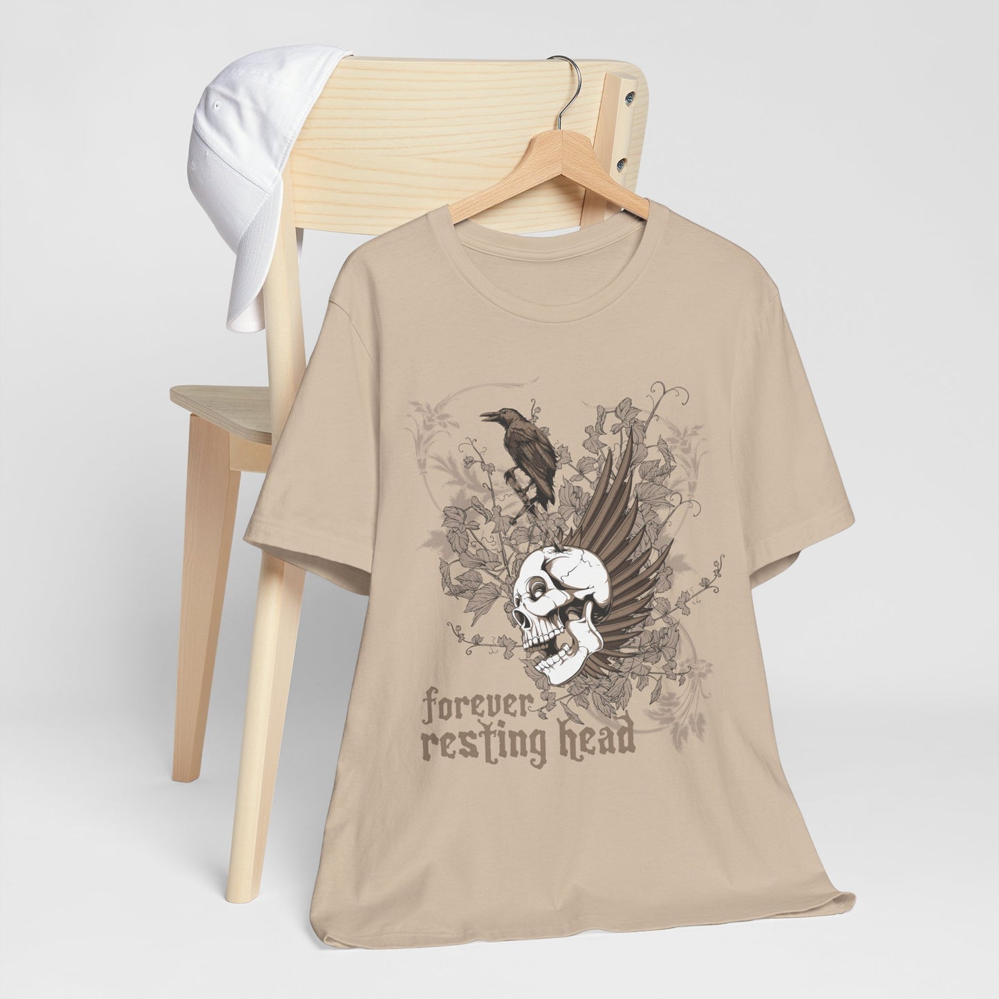 Forever Resting Head Tee, Edgy Graphic Shirt, Music T-Shirt, Gothic Tees, Skull Shirt, Art Design Tee, Skull Graphic Top