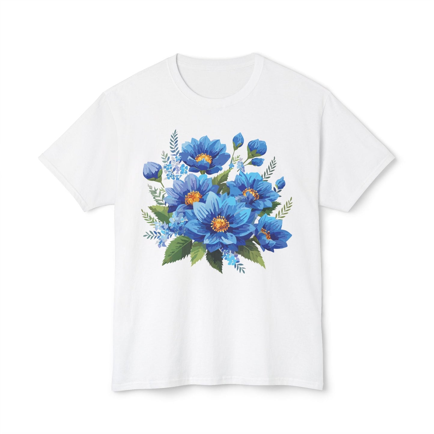 Unisex Floral T Shirt with Vintage Flower Art Print HD Cotton Tee Designed In USA