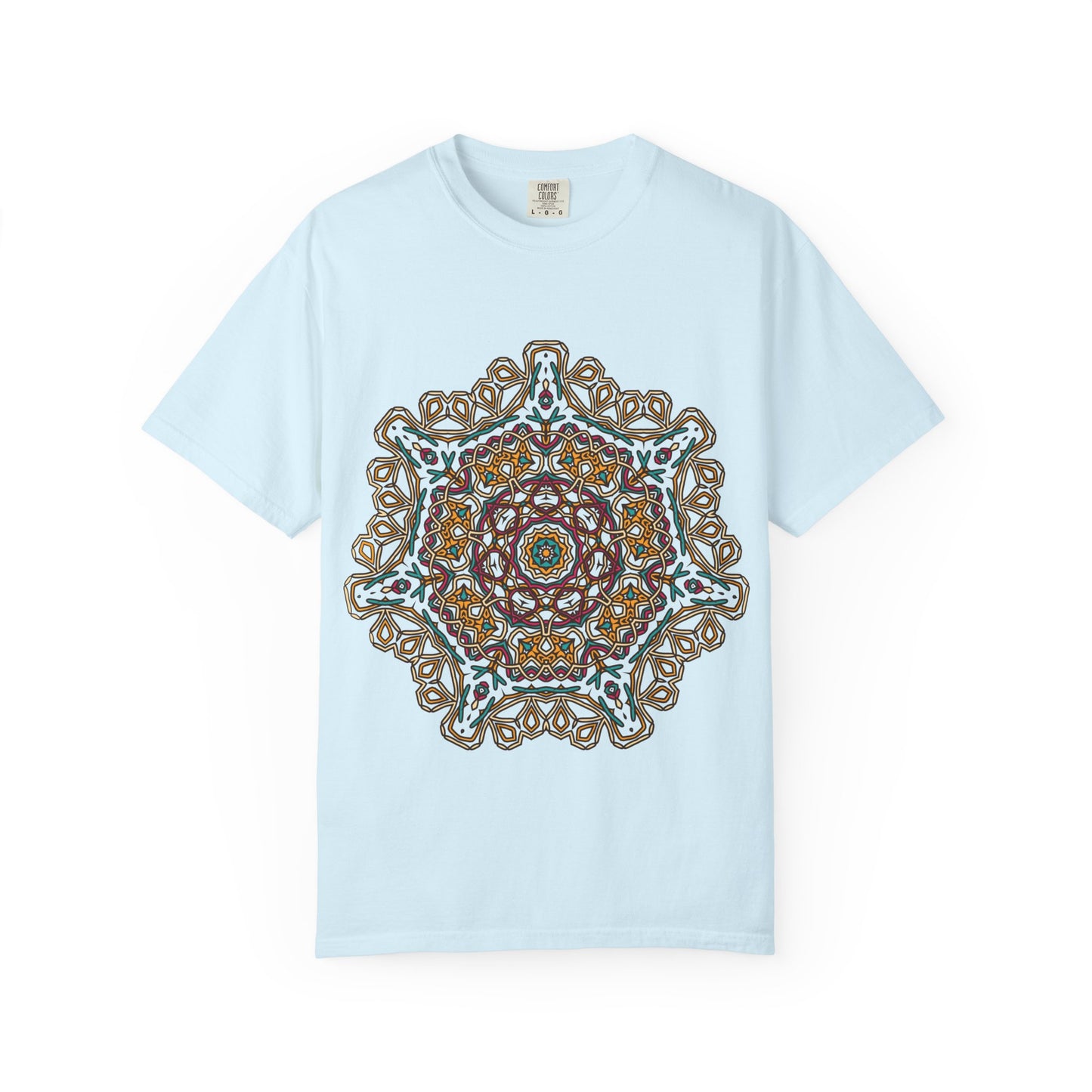 Unisex Garment Dyed Cotton T-Shirt with Mandala Graphic Design