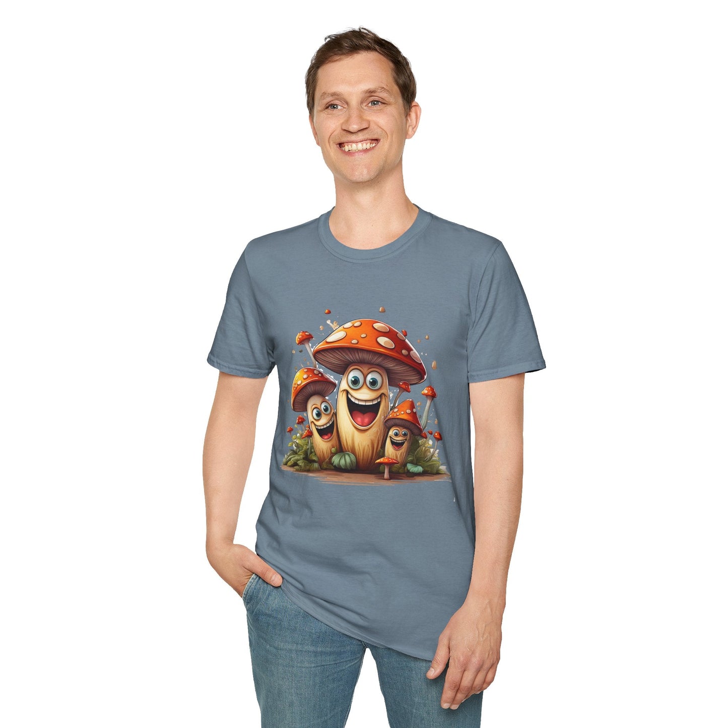 Funny Mashroom Graphic Unisex Softstyle Cotton With Cartoon Illustration Design 14