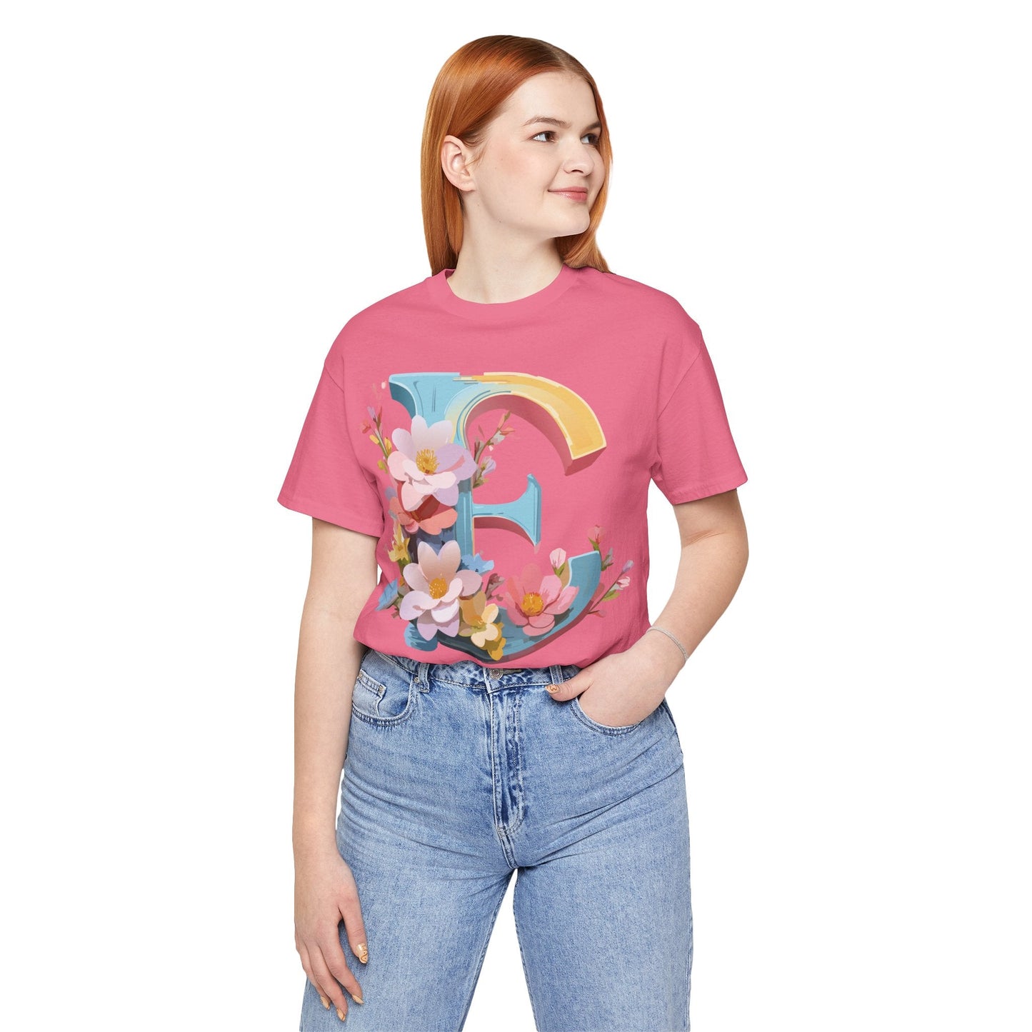 Letter E Shirt Unisex Graphic Tee Short Sleeve Vintage Inspired Art Design Adelpha