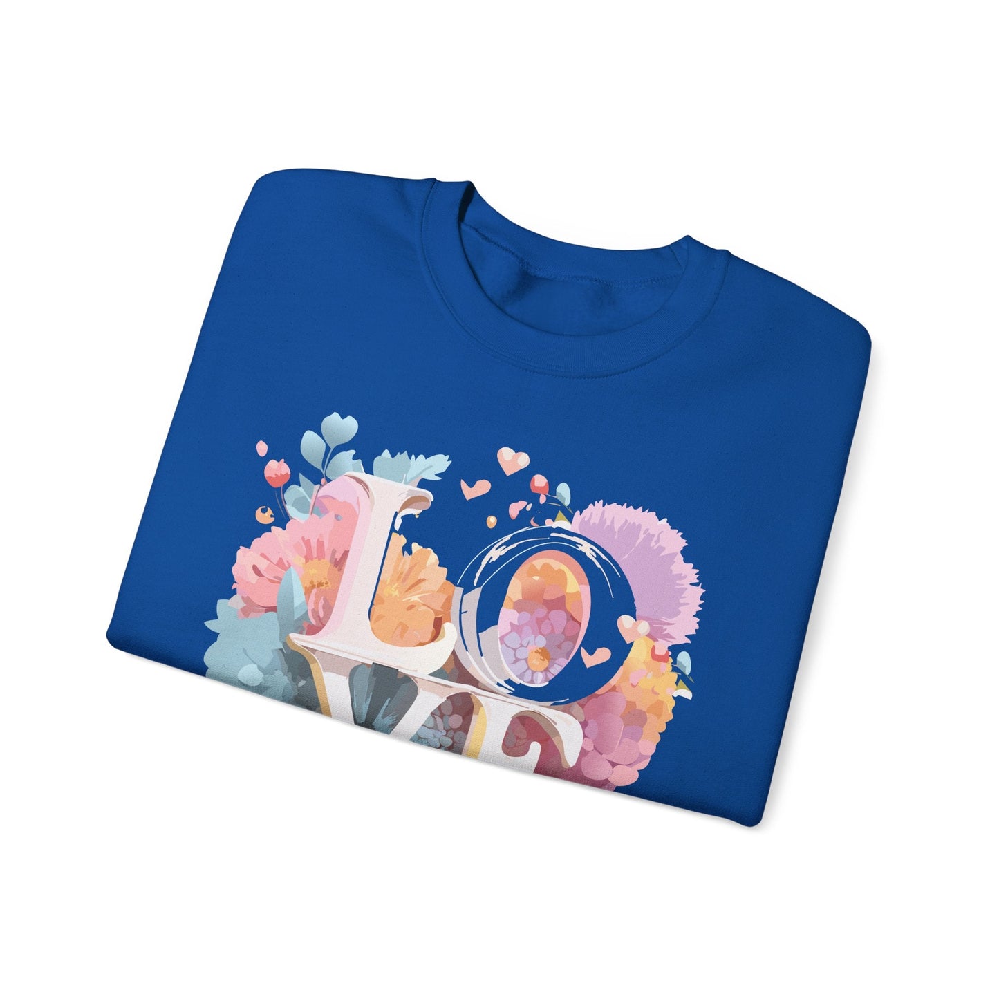 Floral Love Sweatshirt For Valentines Day Unisex Crewneck 50 50 Cotton Polyester Gildan 18000