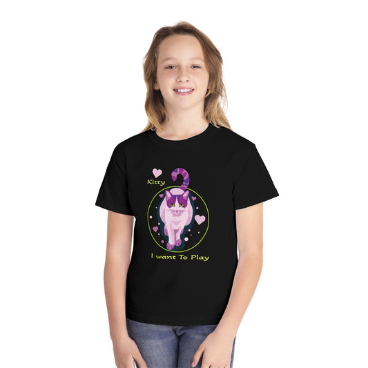 Youth Tee Shirt with Fancy Cat