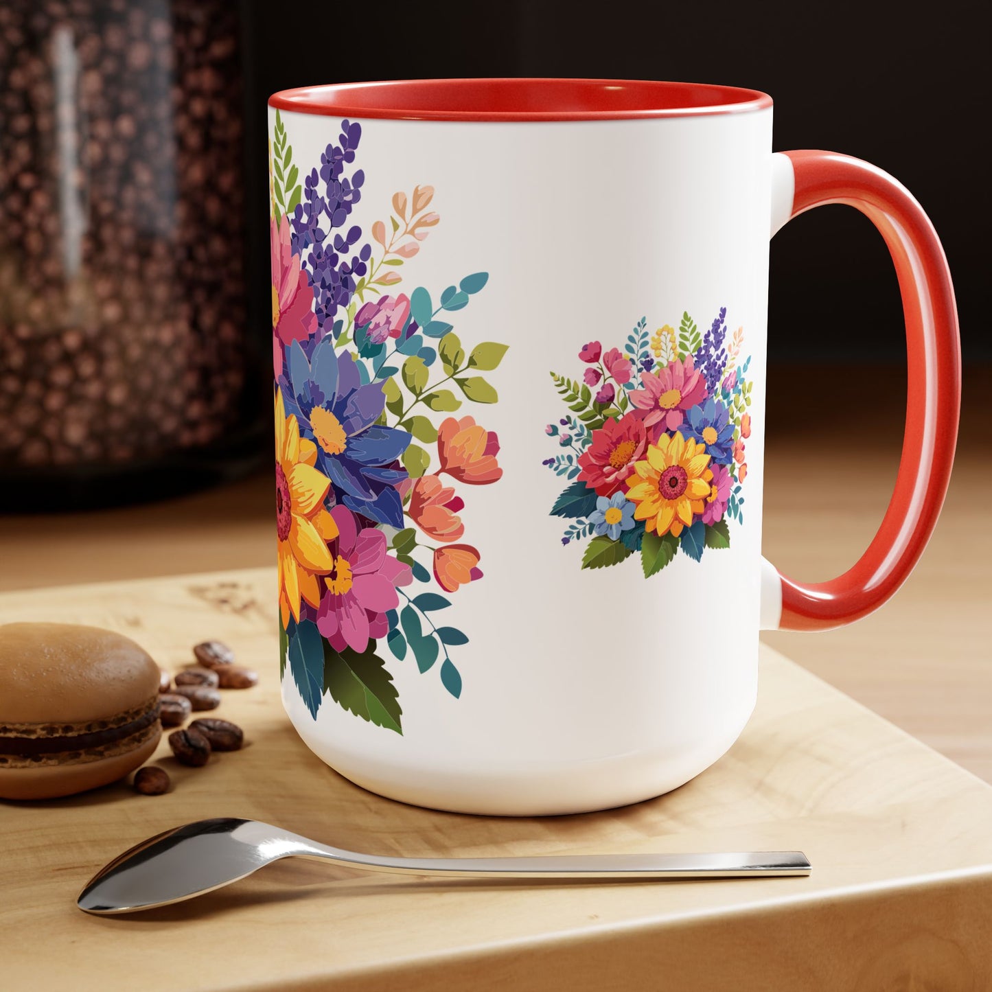 Two-Tone Coffee Mug with flowers