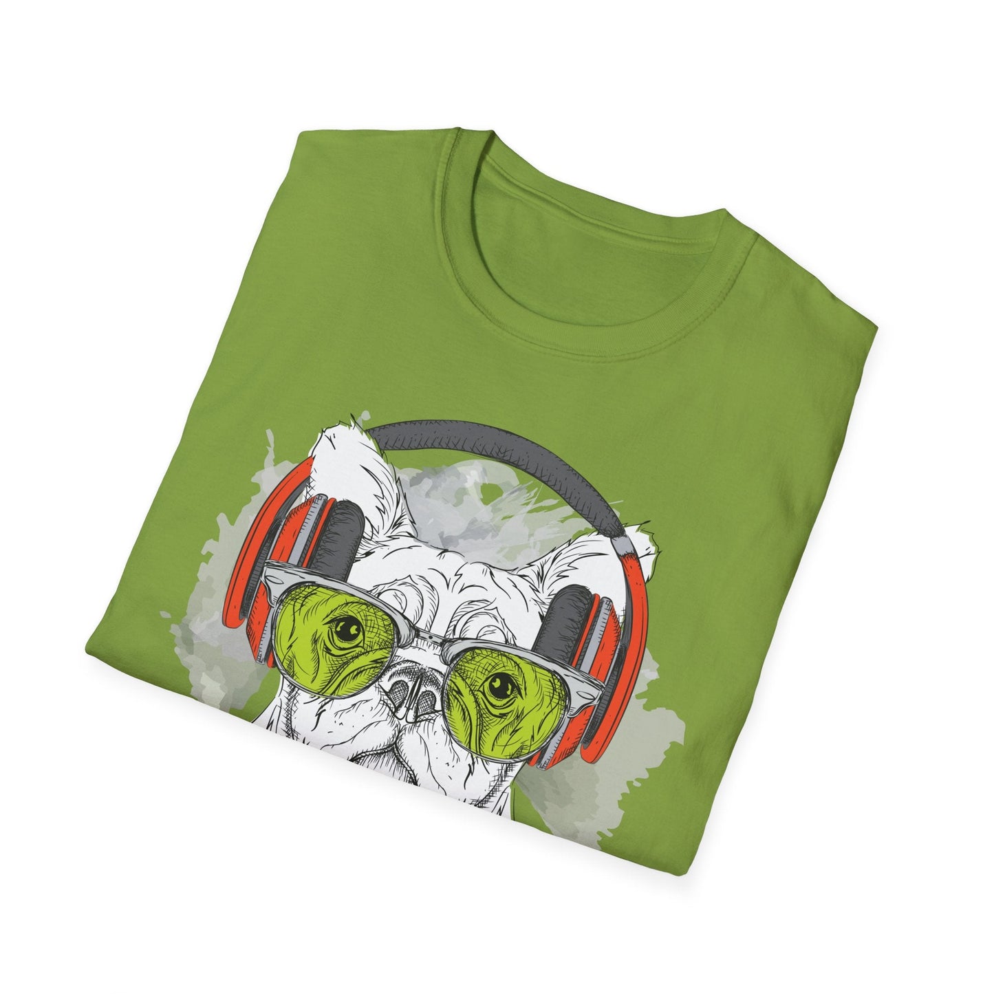 I Love Music Animals Shirt With Headphones Unisex Softstyle Tee 100 Percent Ring Spun Cotton