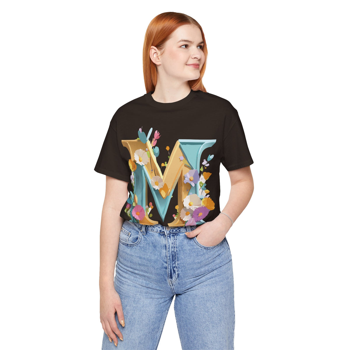 Letter M Graphic Unisex Cotton Bella+Canvas Tee with Art Letter Design