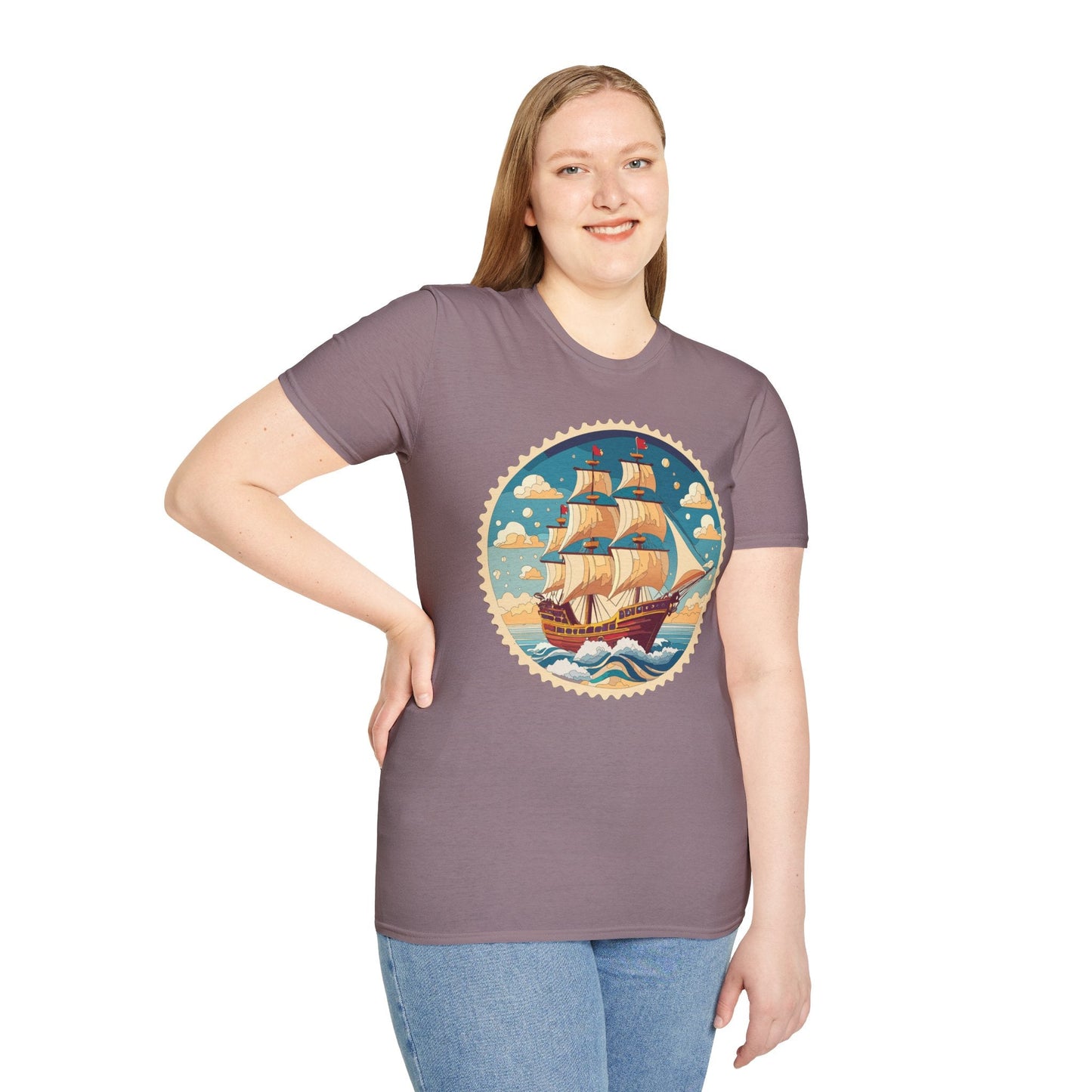 Frigate Ship T Shirt Unisex Short Sleeve 100 Percent Ring Spun Cotton Soft Tee Gildan 64000